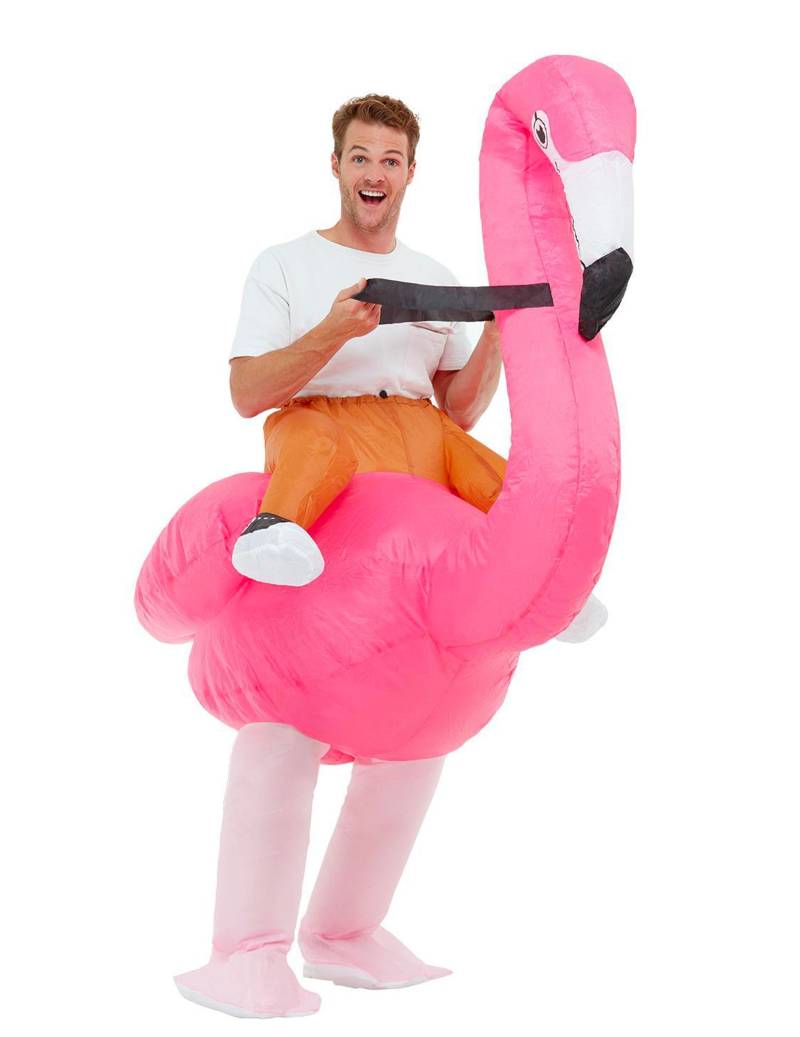 Aufblasbares Flamingo-Kostüm für Erwachsene Faschingskostüm pink-weiss von SMIFFY'S