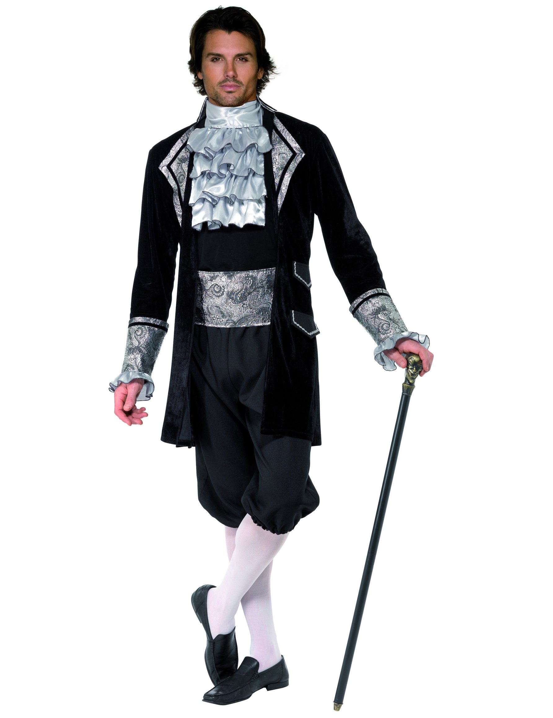 Barock Graf Vampir Kostüm schwarz-silber von SMIFFY'S