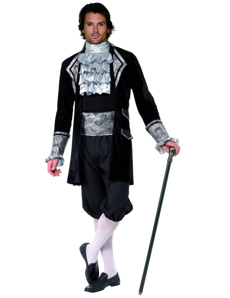 Barock Graf Vampir Kostüm schwarz-silber von SMIFFY'S