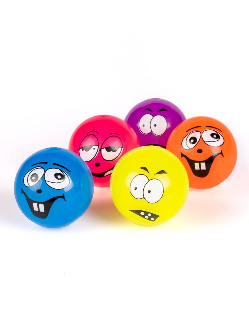 Blinkender Flummiball mit Gesicht bunt 5,5 cm von SMIFFY'S