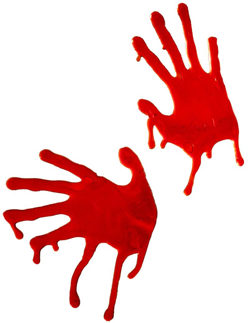 Blutige Hände Halloween Fensterdeko Set 2-teilig rot 18,5x7,5cm von SMIFFY'S