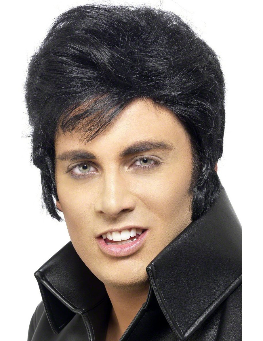 Elvis Perücke mit Koteletten Lizenzware schwarz von SMIFFY'S