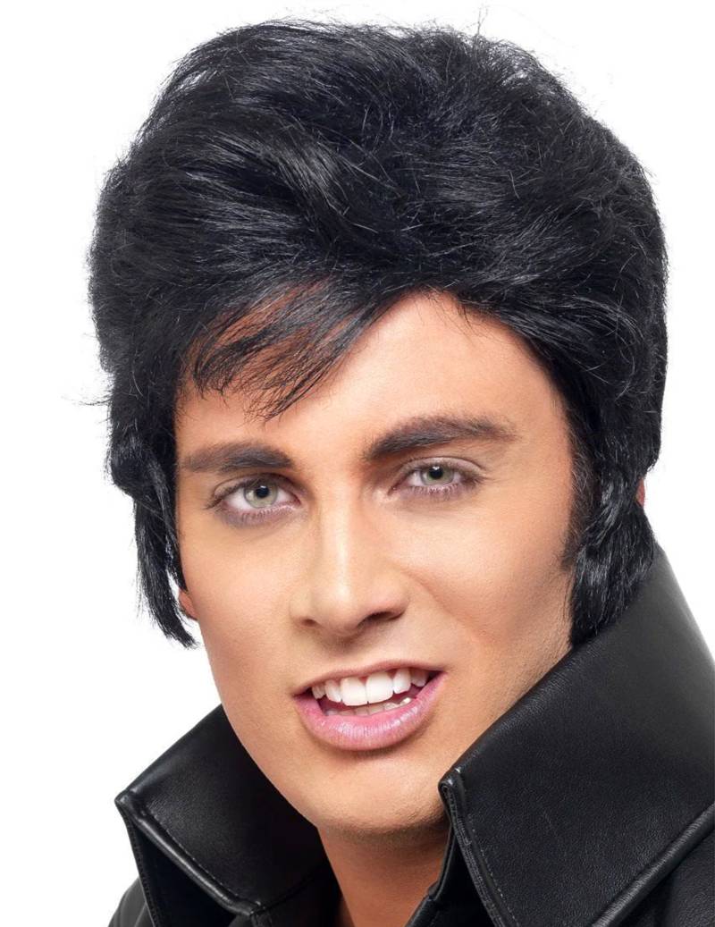 Elvis Perücke mit Koteletten Lizenzware schwarz von SMIFFY'S