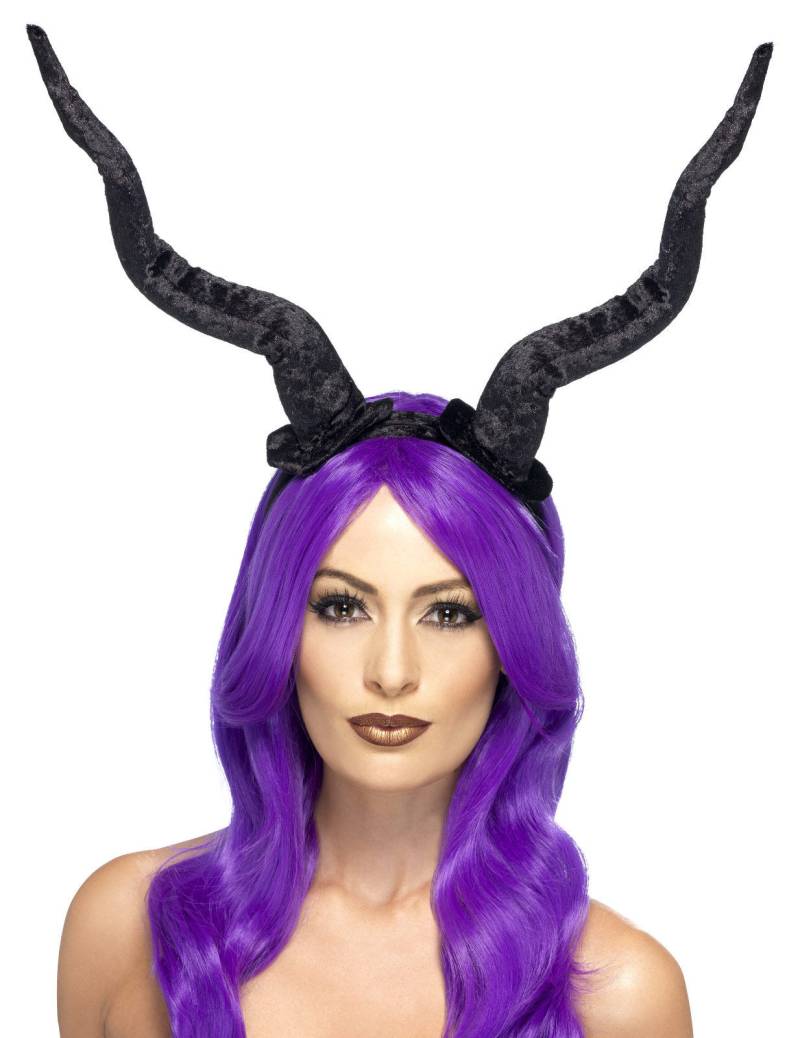 Faun-Hörner Halloween Haarreif Dämon schwarz von SMIFFY'S