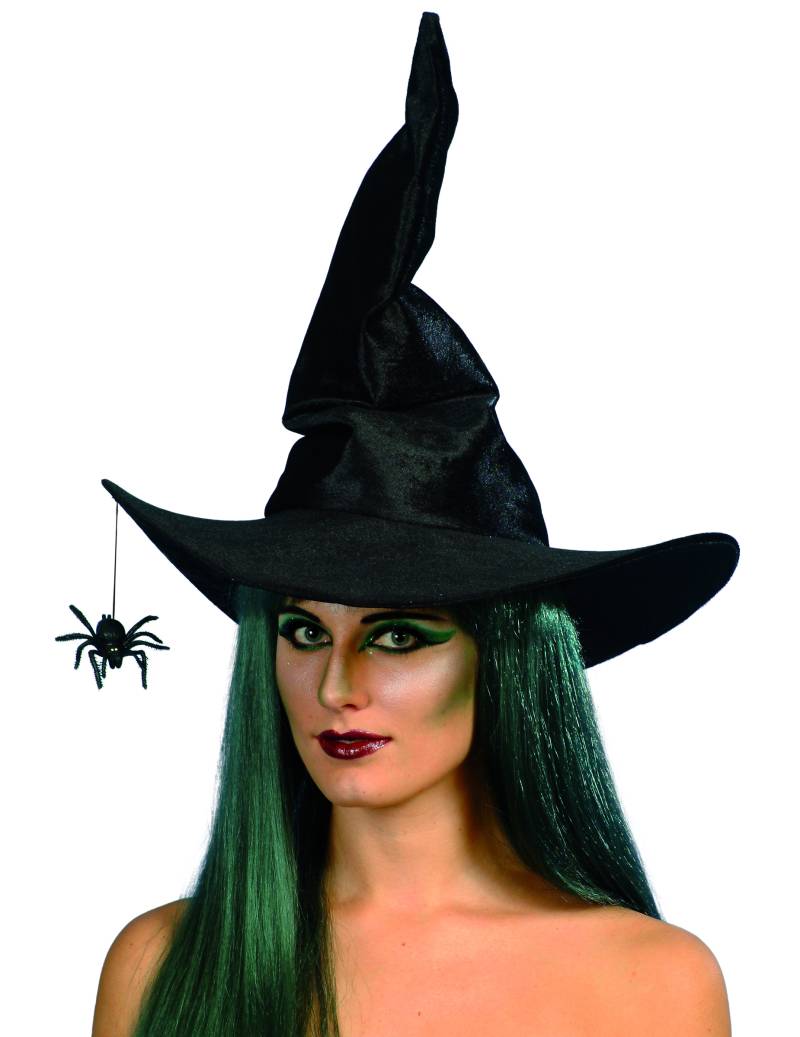 Gebogener Hexenhut mit Spinne schwarz von SMIFFY'S