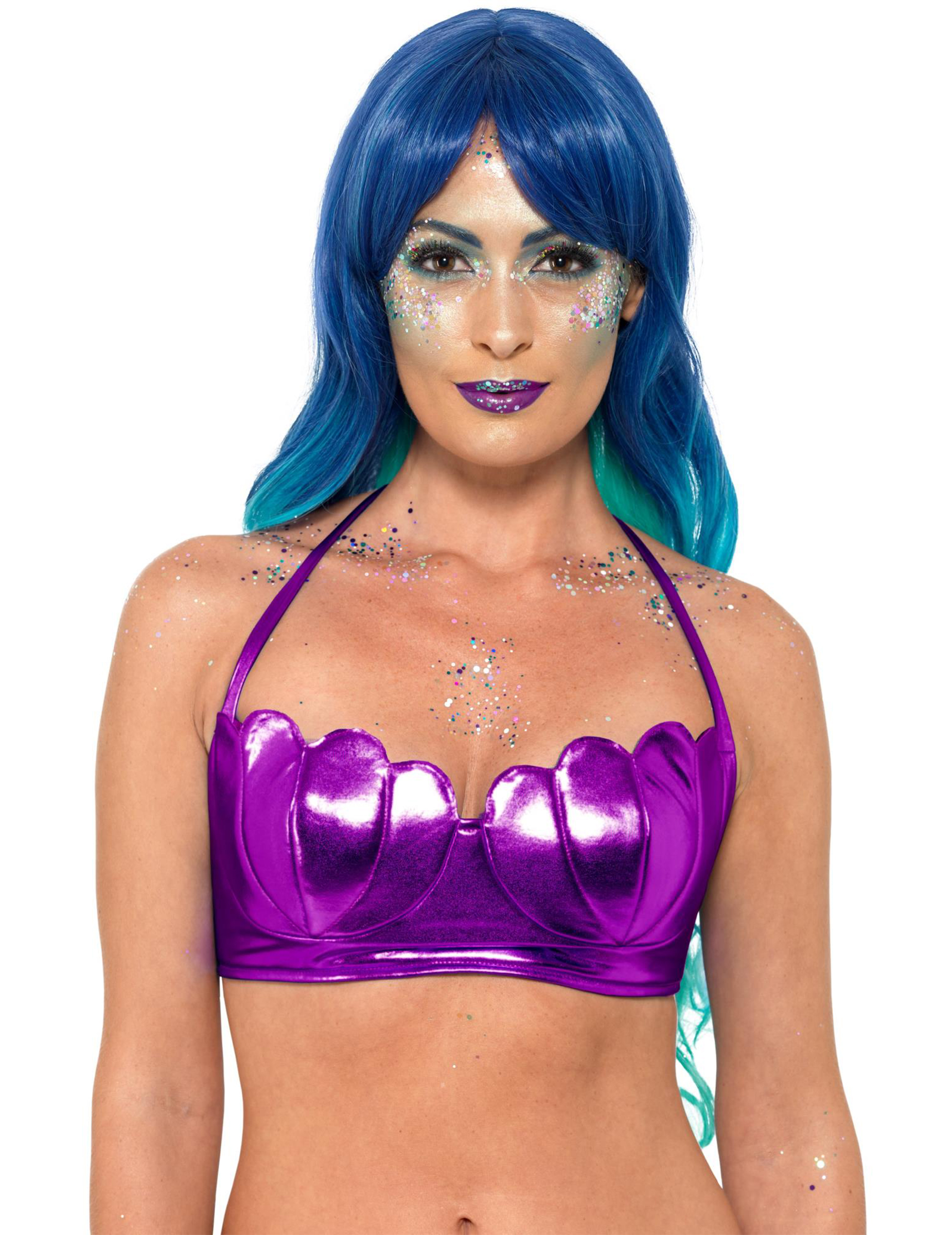 Glänzender Muschel-BH Meerjungfrauen Zubehör violett von SMIFFY'S