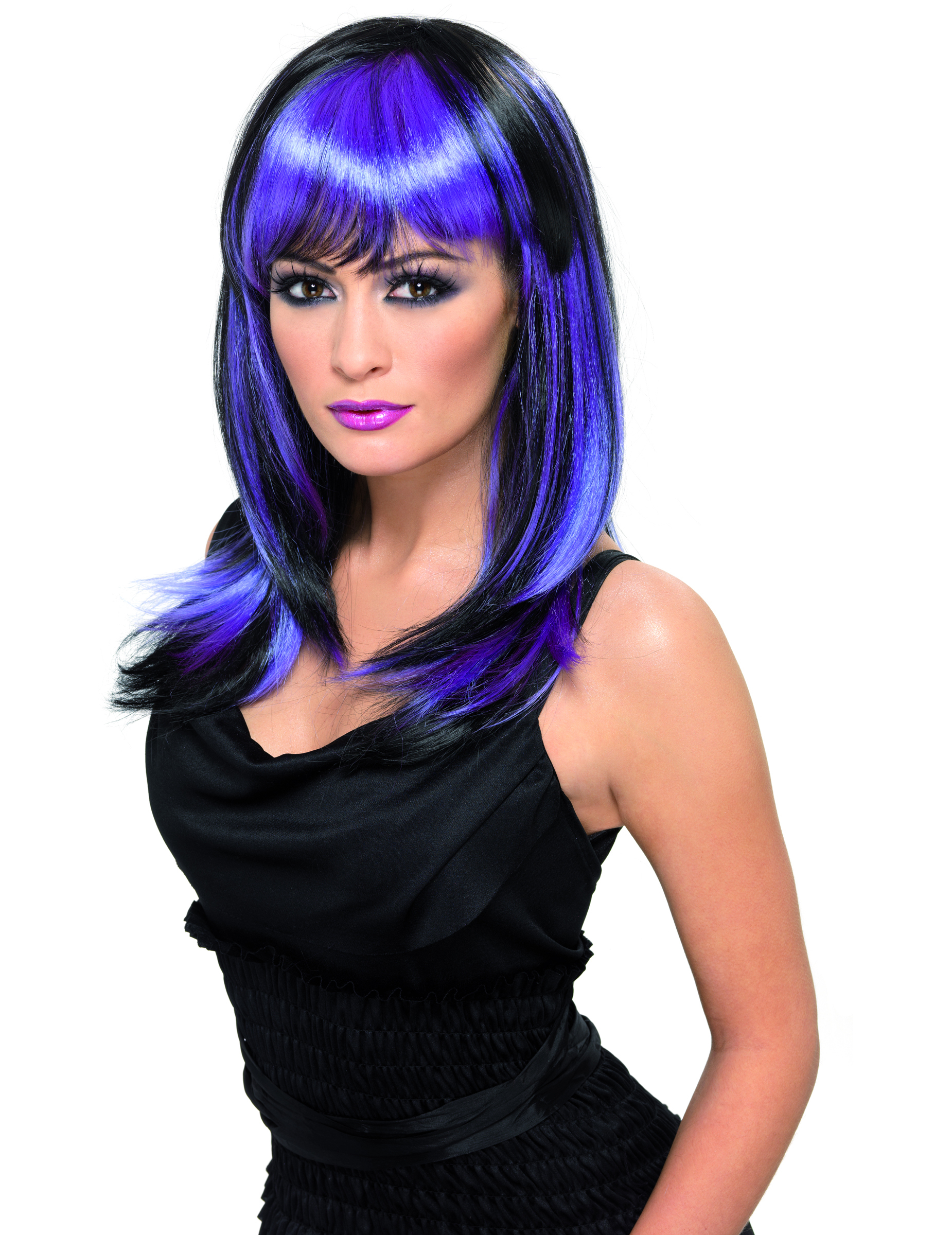 Glamour Hexen Perücke schwarz-lila von SMIFFY'S