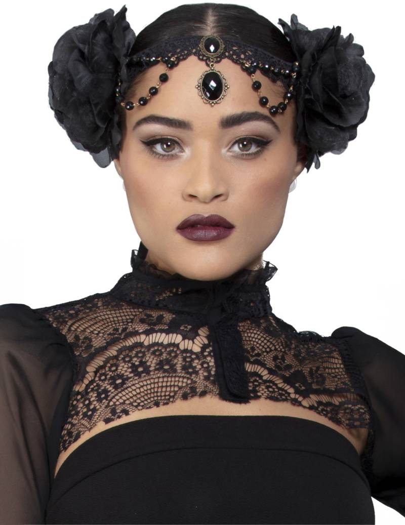 Gothic-Kopfschmuck mit Rosen schwarz für Erwachsene von SMIFFY'S