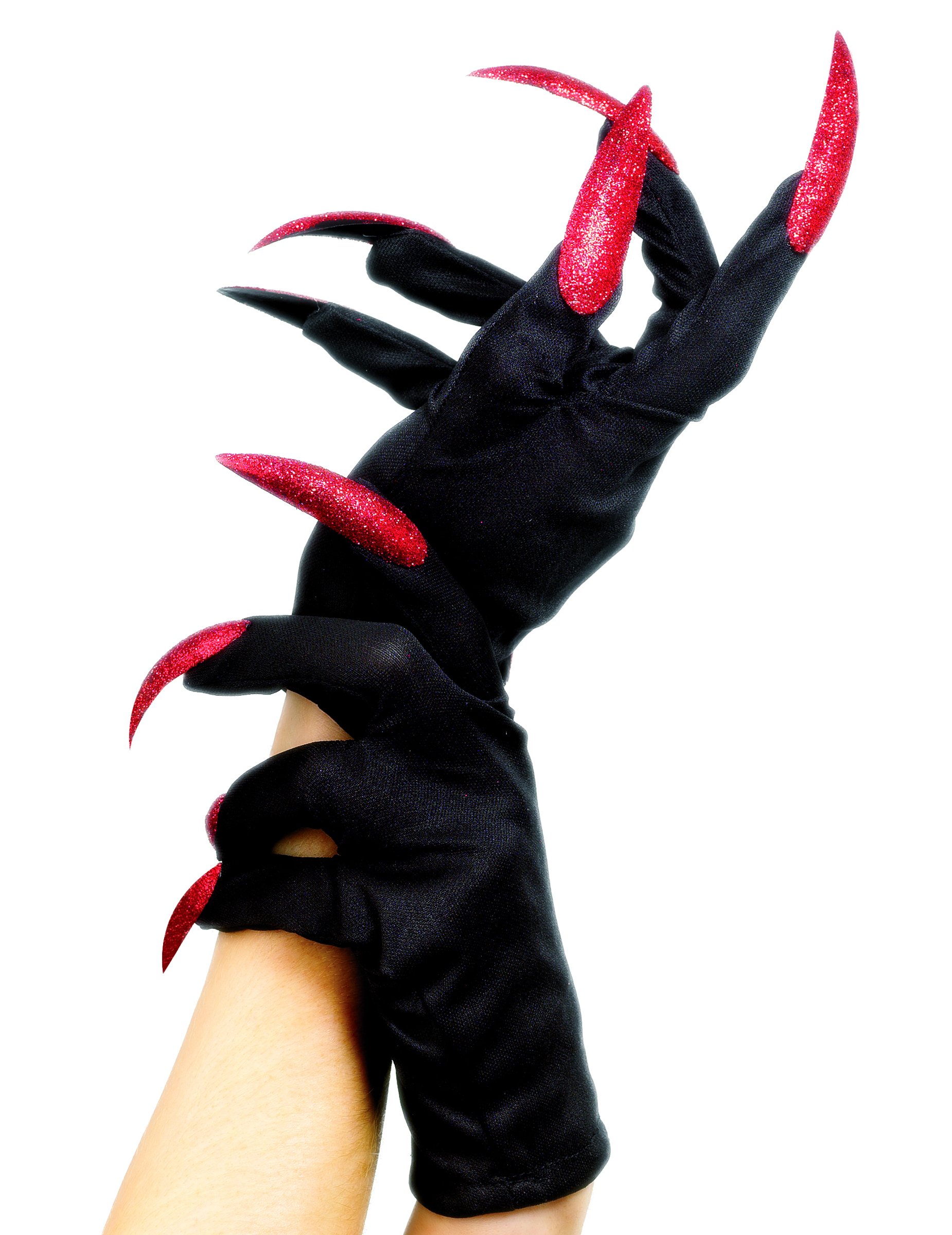 Halloween Handschuhe mit Krallen schwarz-rot von SMIFFY'S