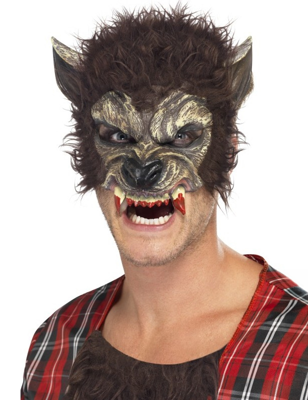 Halloween- Maske Werwolf Kostümaccessoire braun-beige-rot von SMIFFY'S