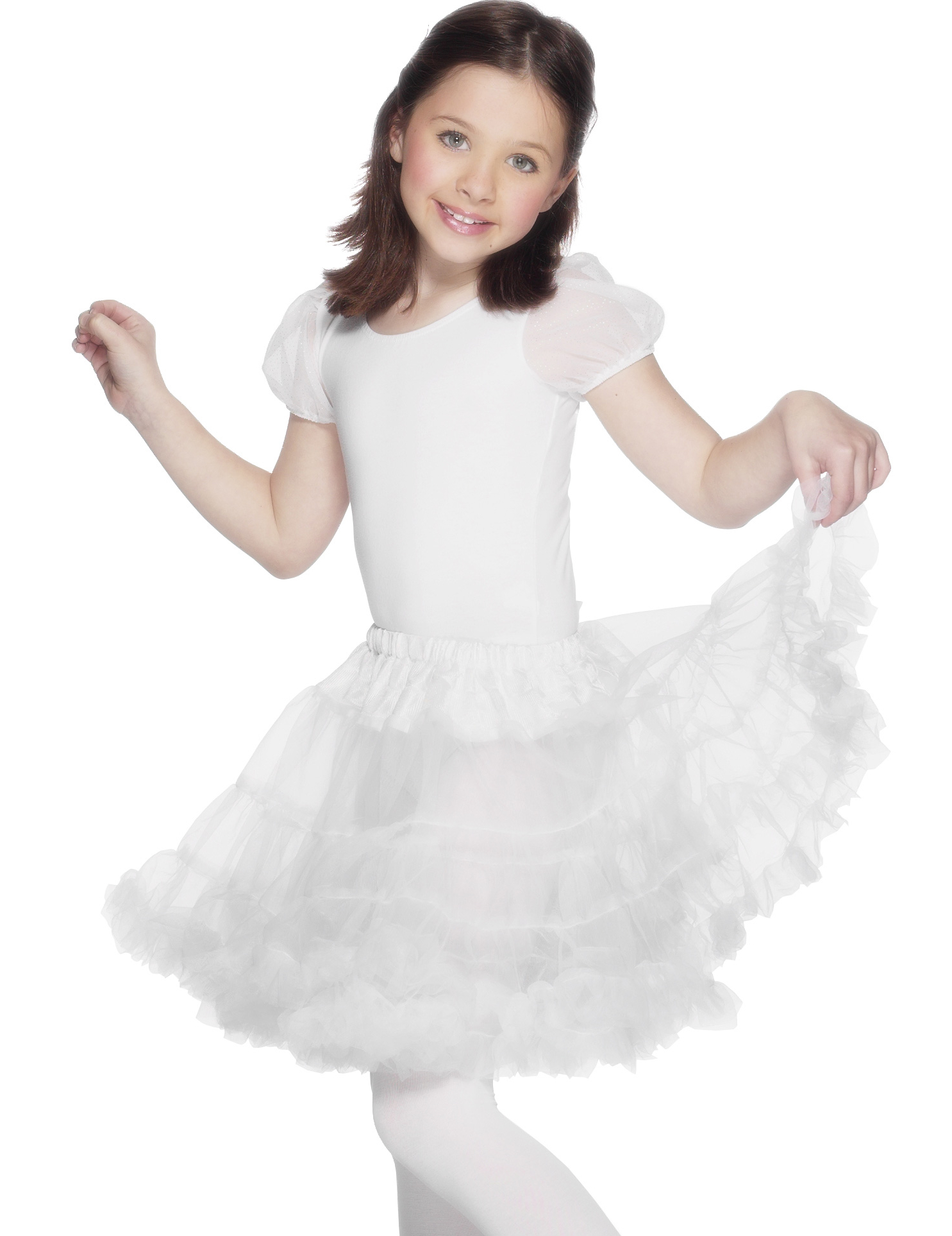 Kinder Petticoat Kostüm-Zubehör weiß von SMIFFY'S