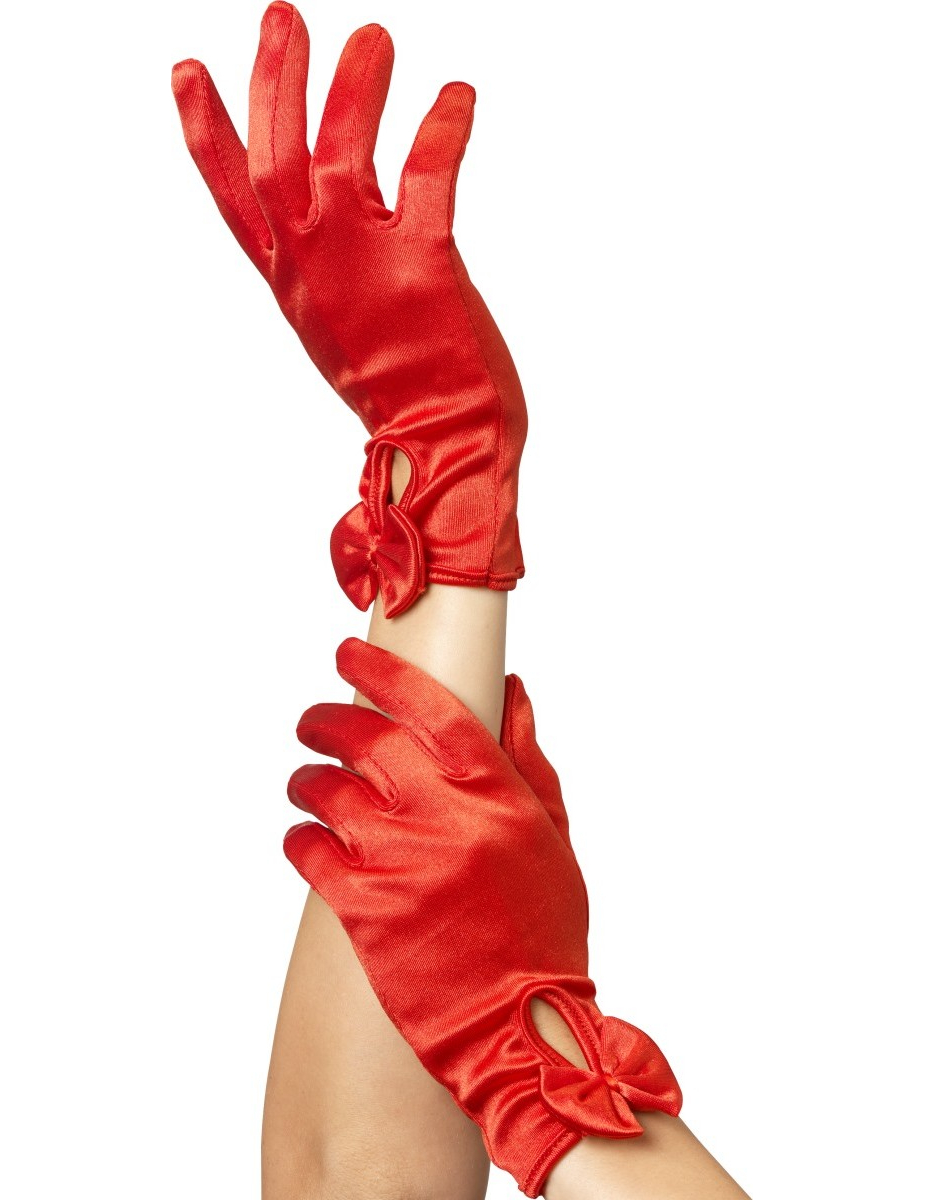 Kurze Handschuhe mit Knoten Damen rot von SMIFFY'S