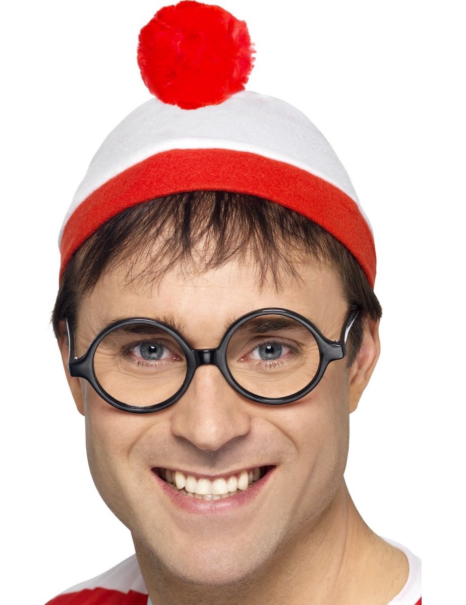 Mütze mit Brille wo ist Walter Kostümaccessoire weiss-rot von SMIFFY'S
