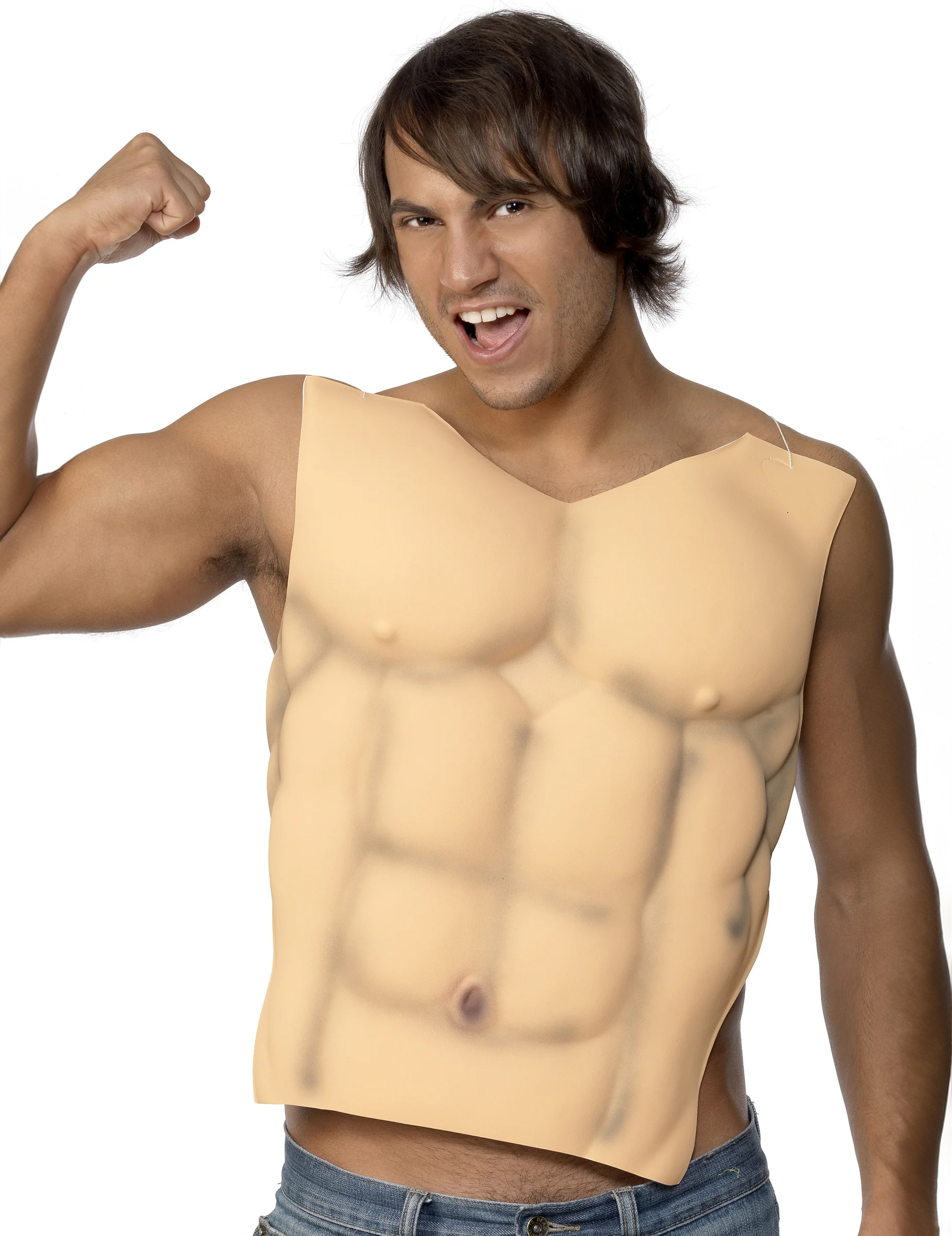 Muskulöse Herkulesbrust Muskelshirt für Herren beige Muskulöse Herkulesbrust Muskelshirt für Herren beige von PERFECTECH