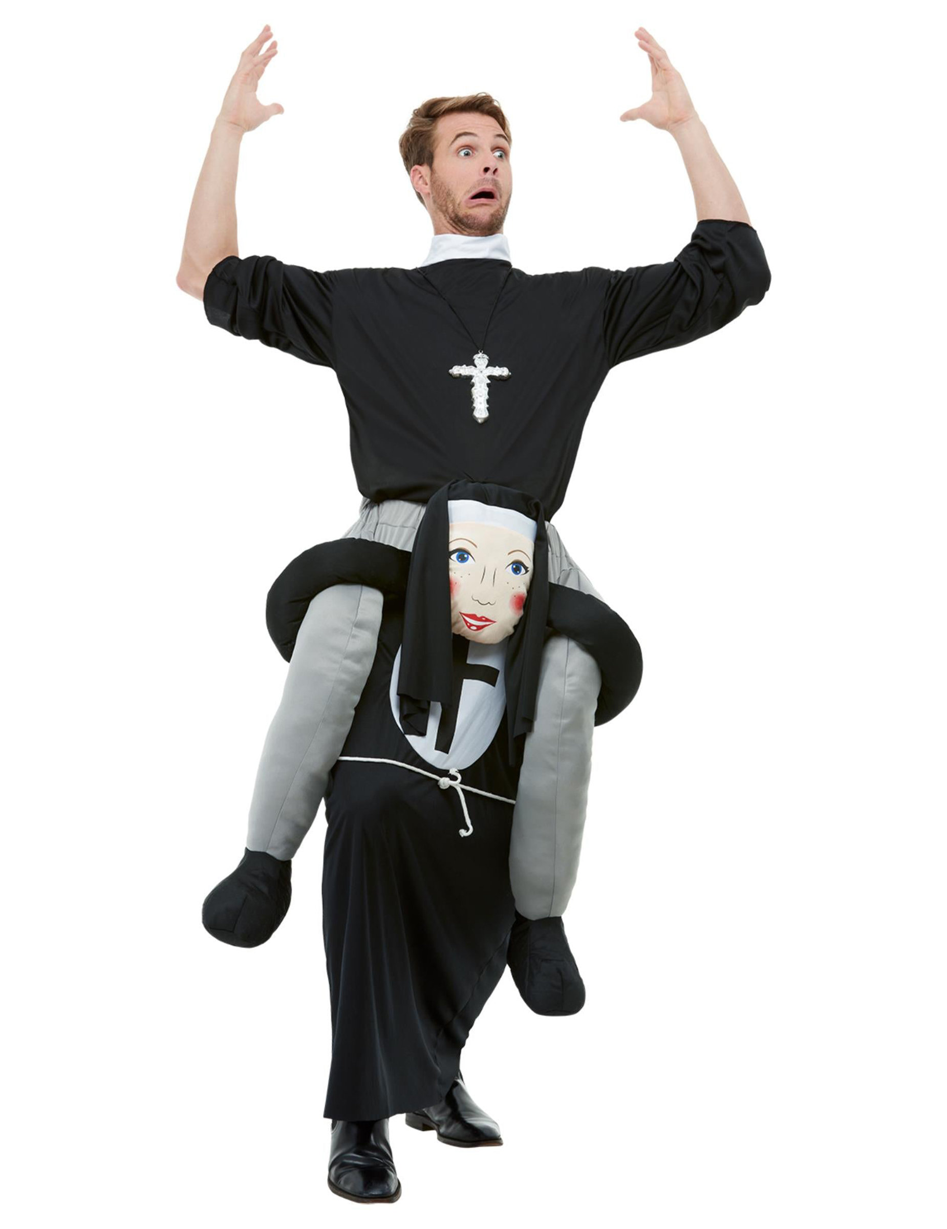Nonne-Huckepack-Kostüm Faschingskostüm schwarz-grau Nonne-Huckepack-Kostüm Faschingskostüm schwarz-grau von SMIFFY'S