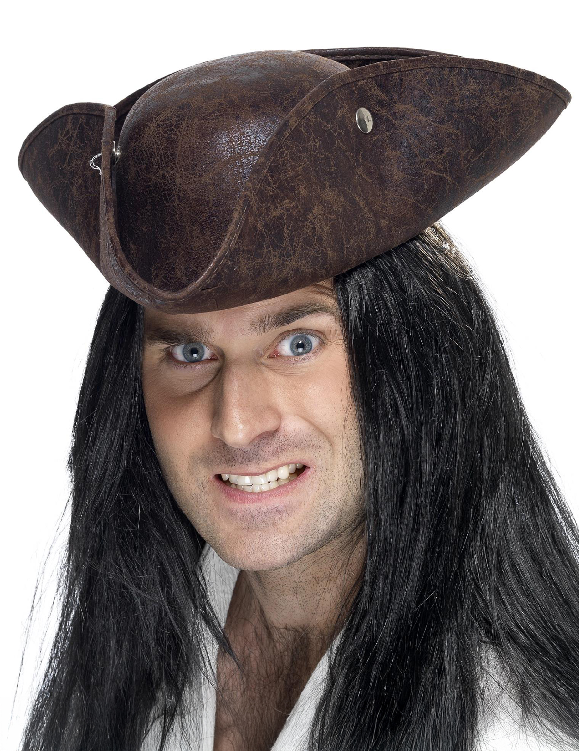 Piraten-Hut Dreispitz in Lederoptik braun von SMIFFY'S