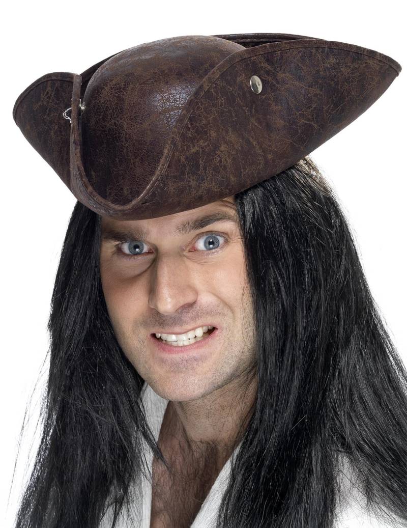 Piraten-Hut Dreispitz in Lederoptik braun von SMIFFY'S