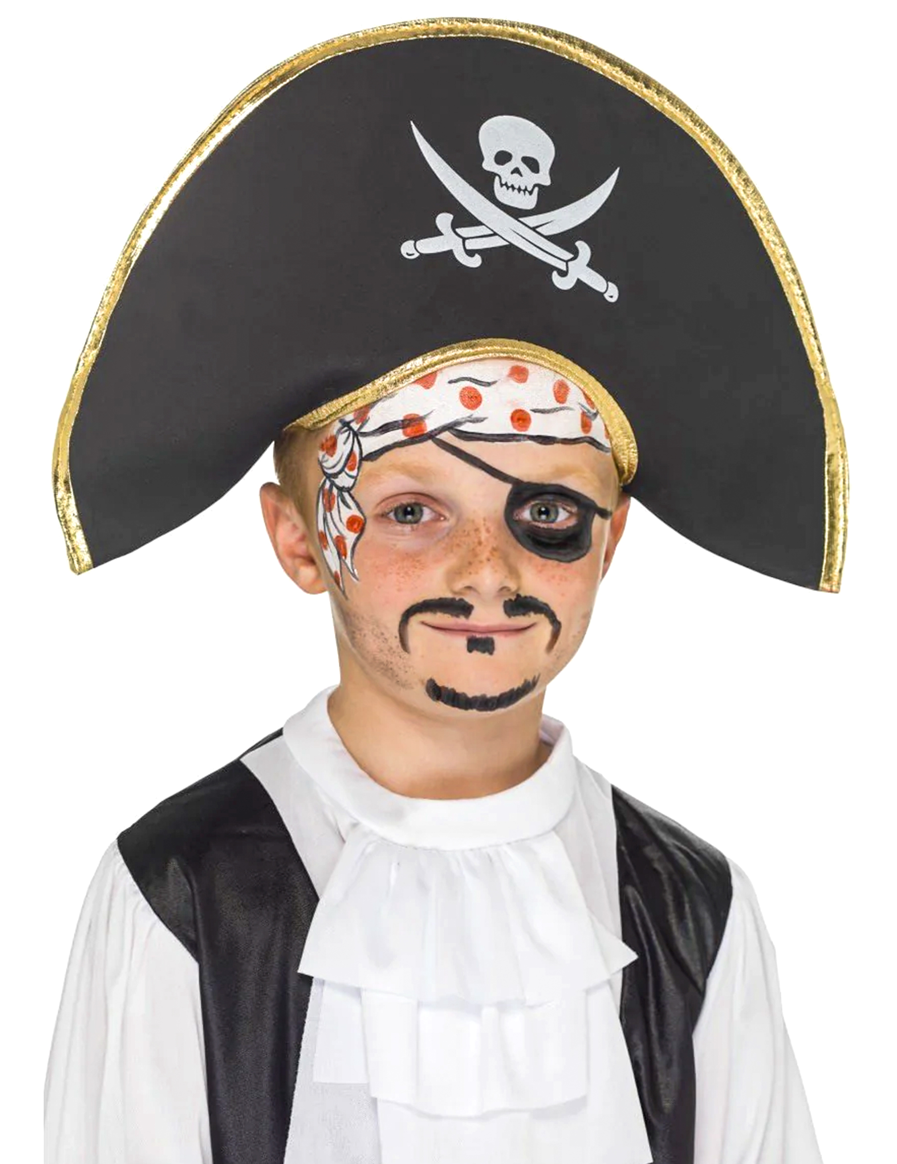 Piratenkapitän Kinder-Hut schwarz-gold von SMIFFY'S