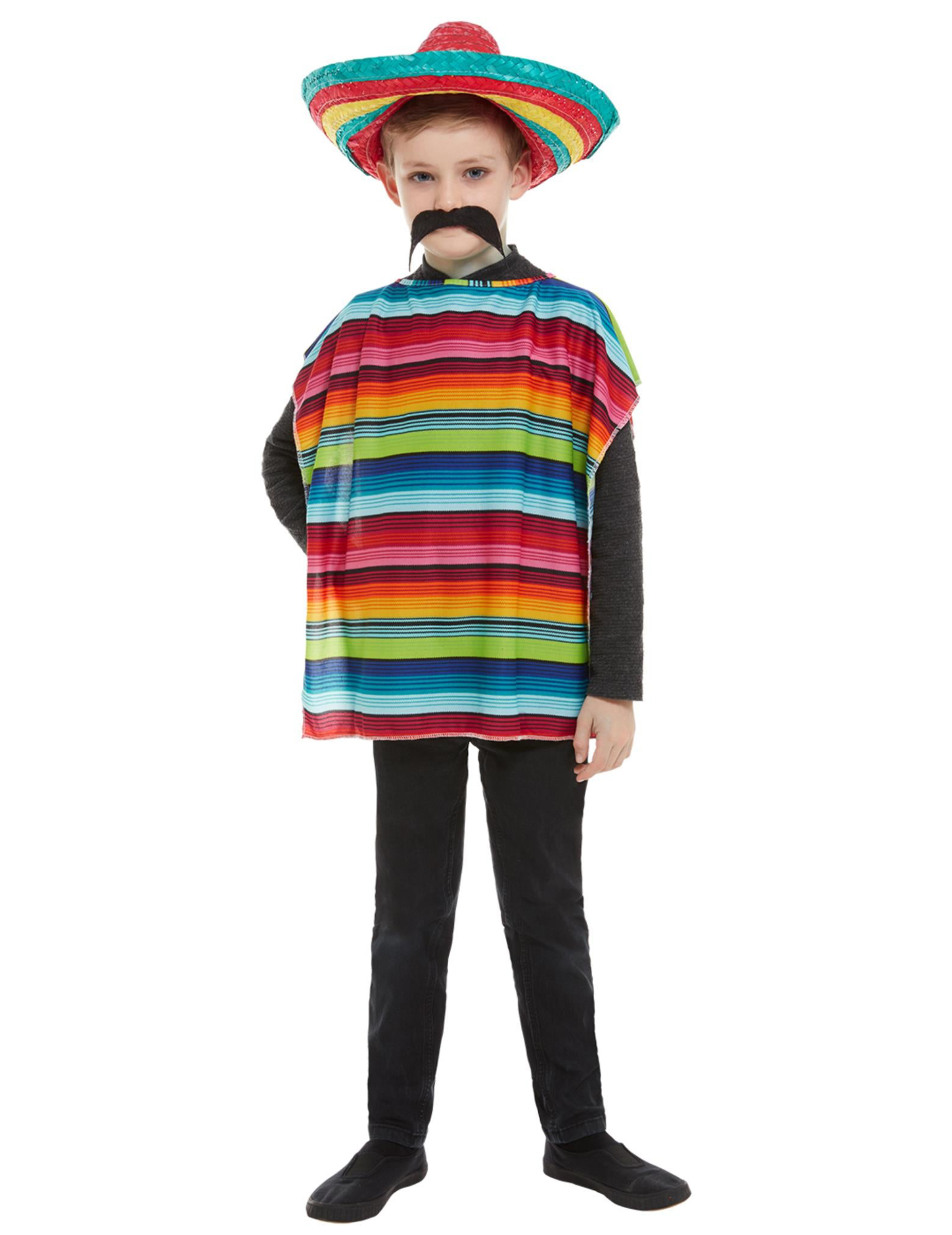 Poncho und Sombrero für Kinder bunt Poncho und Sombrero für Kinder bunt von SMIFFY'S