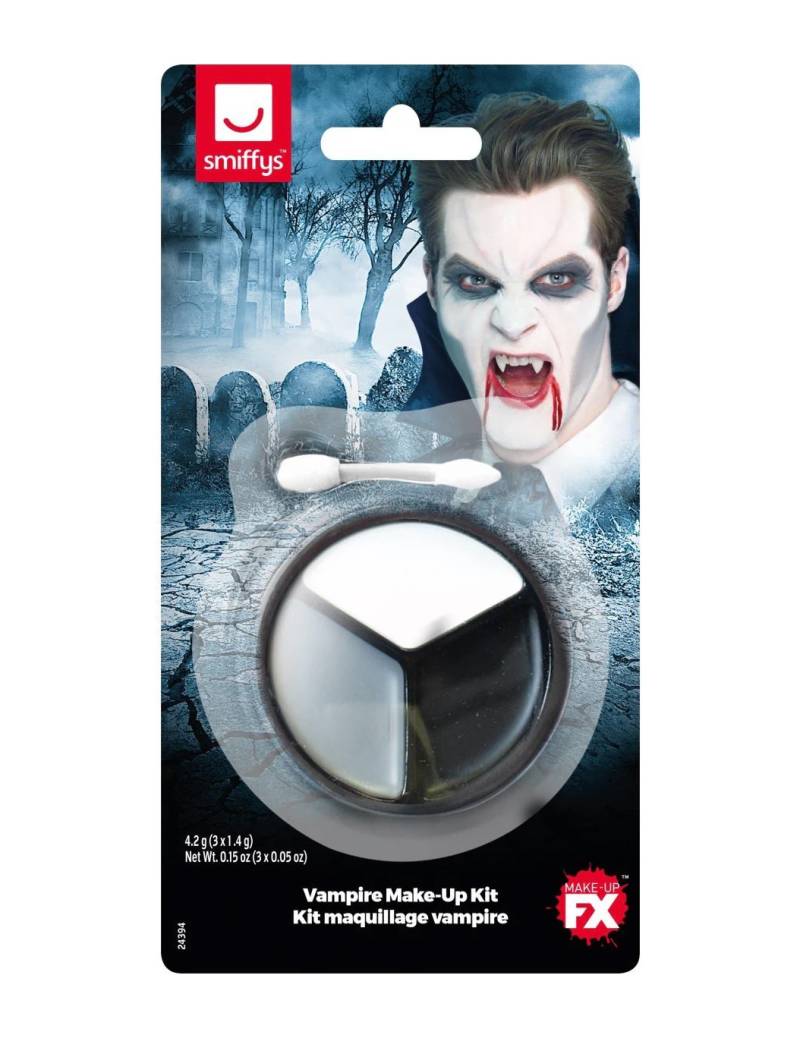 Schminkpalette Halloween Make-Up Zubehör 4-teilig schwarz-weiss-grau von SMIFFY'S