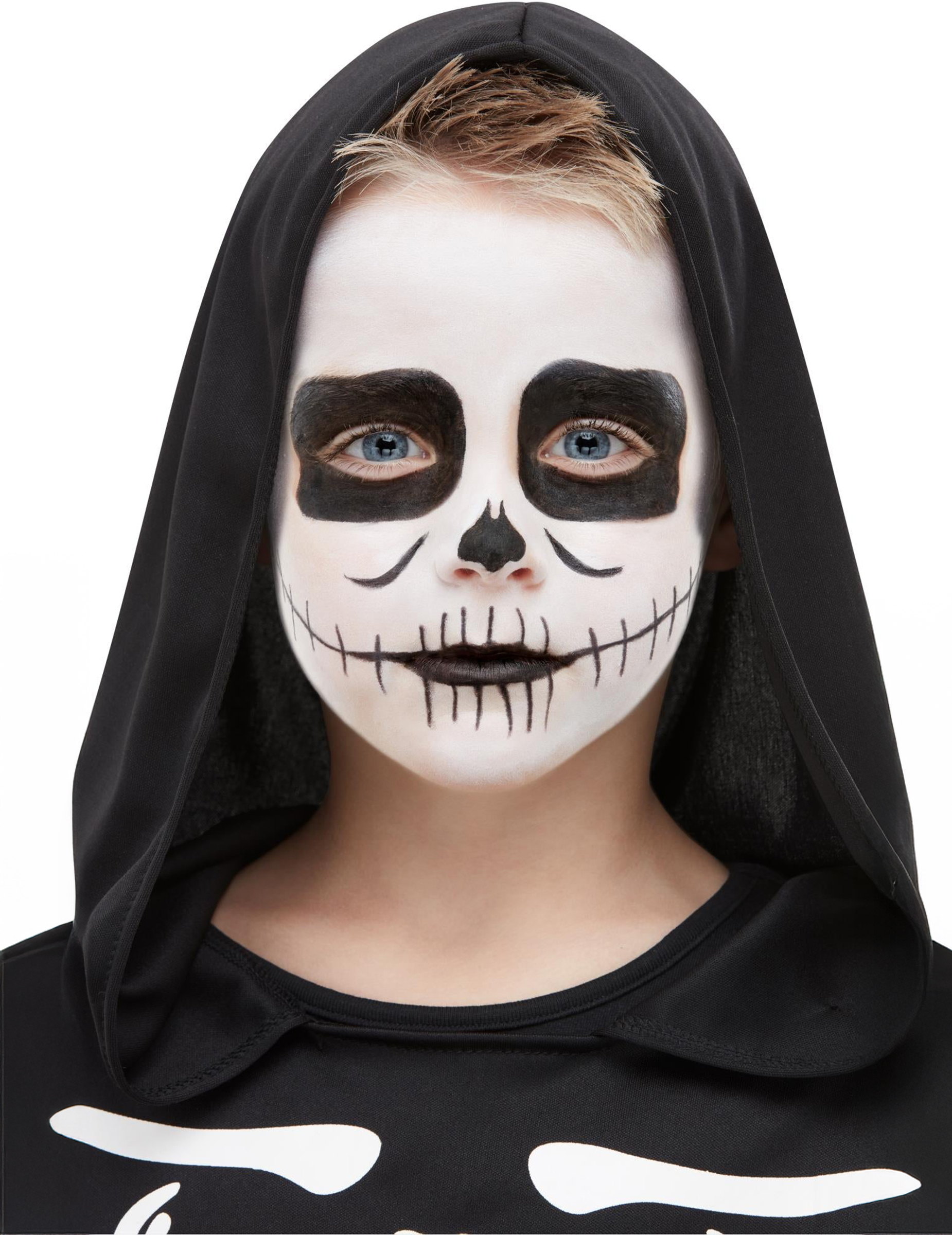 Skelett-Make-up für Kinder Halloween-Schminke schwarz-weiss von SMIFFY'S
