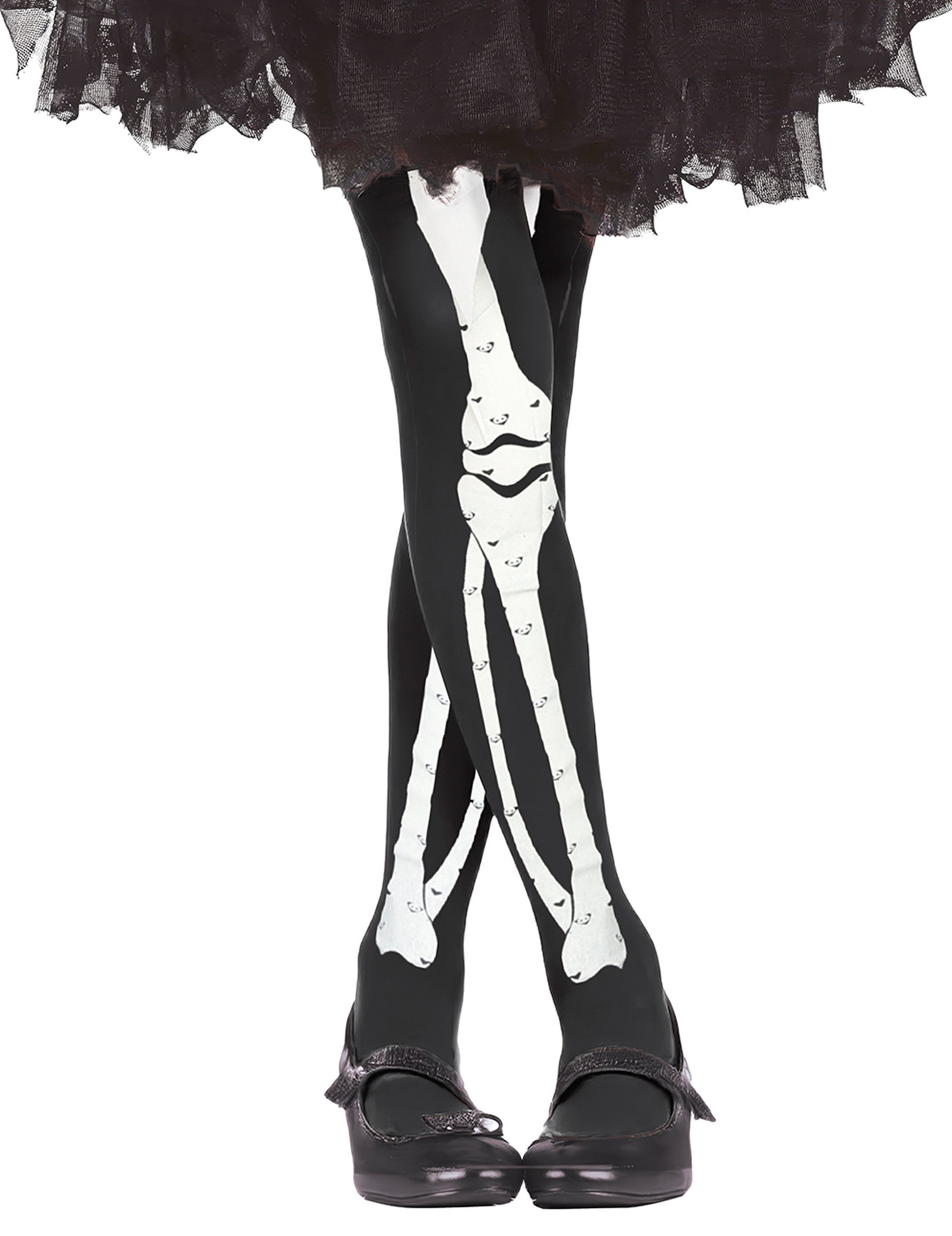 Skelett-Strumpfhose für Kinder Halloween-Accessoire schwarz-weiss von FIESTAS GUIRCA, S.L.