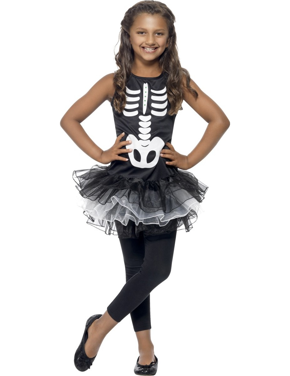 Skelett-Tutu Halloween Kinderkostüm schwarz-weiss Skelett-Tutu Halloween Kinderkostüm schwarz-weiss von SMIFFY'S