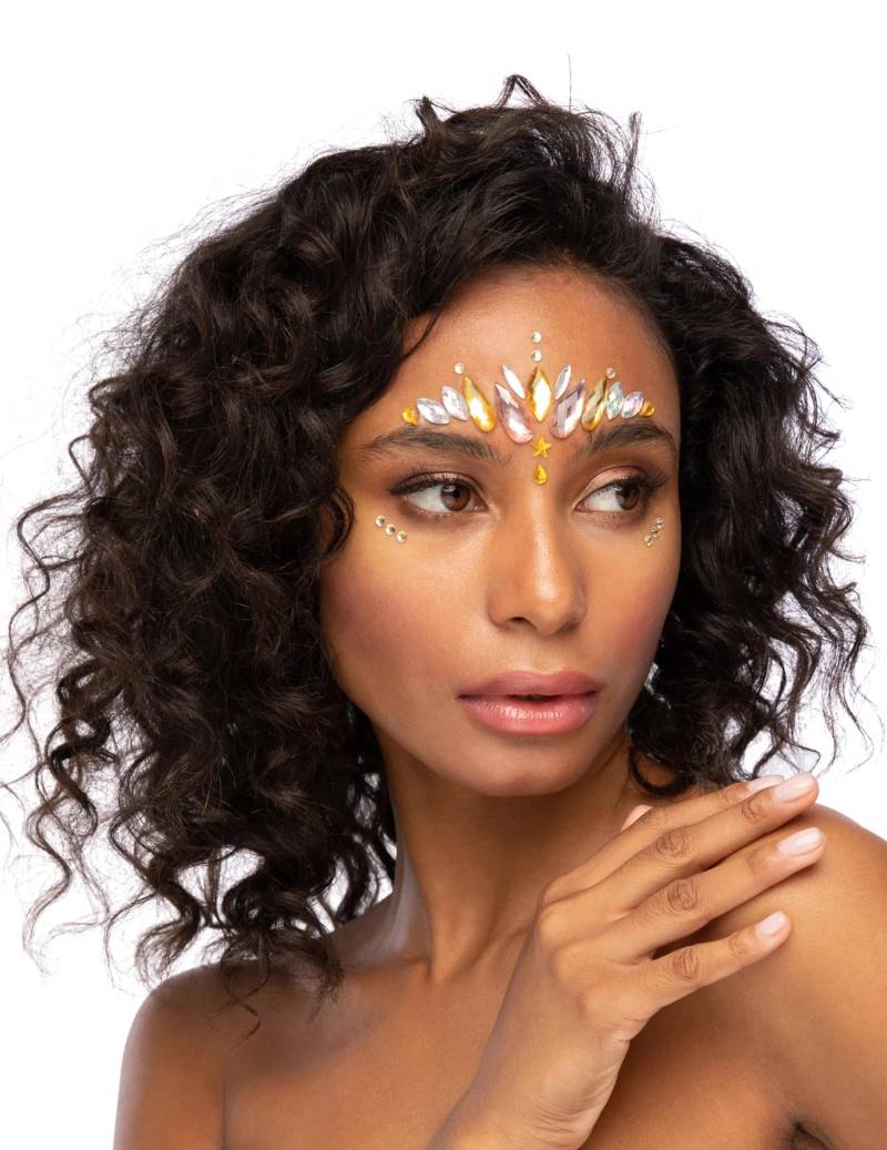 Strass-Steine für das Gesicht Gold-Weiss von SMIFFY'S