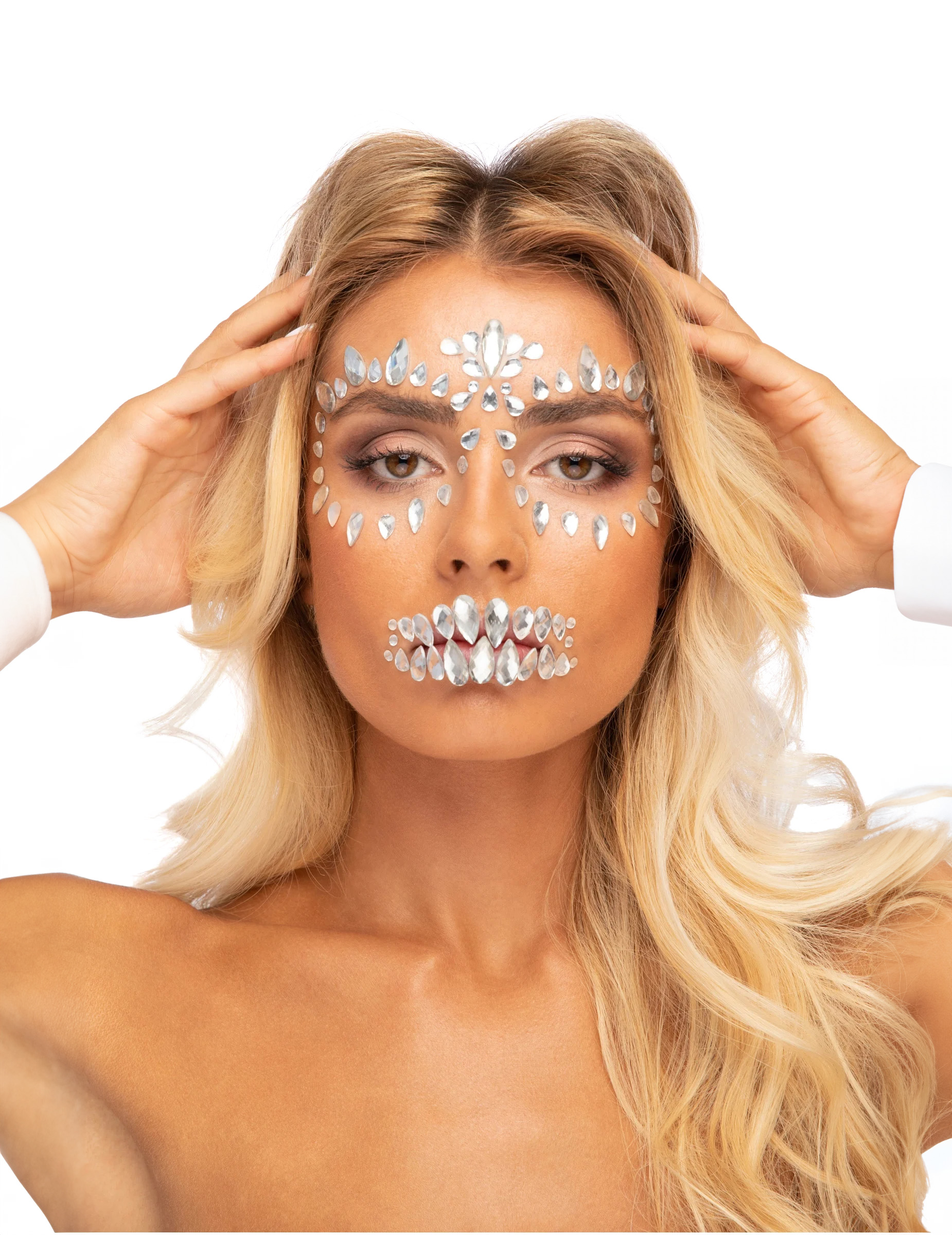 Strass-Sticker selbstklebend Kostümaccessoire Schmuck weiss Strass-Sticker selbstklebend Kostümaccessoire Schmuck weiss von SMIFFY'S