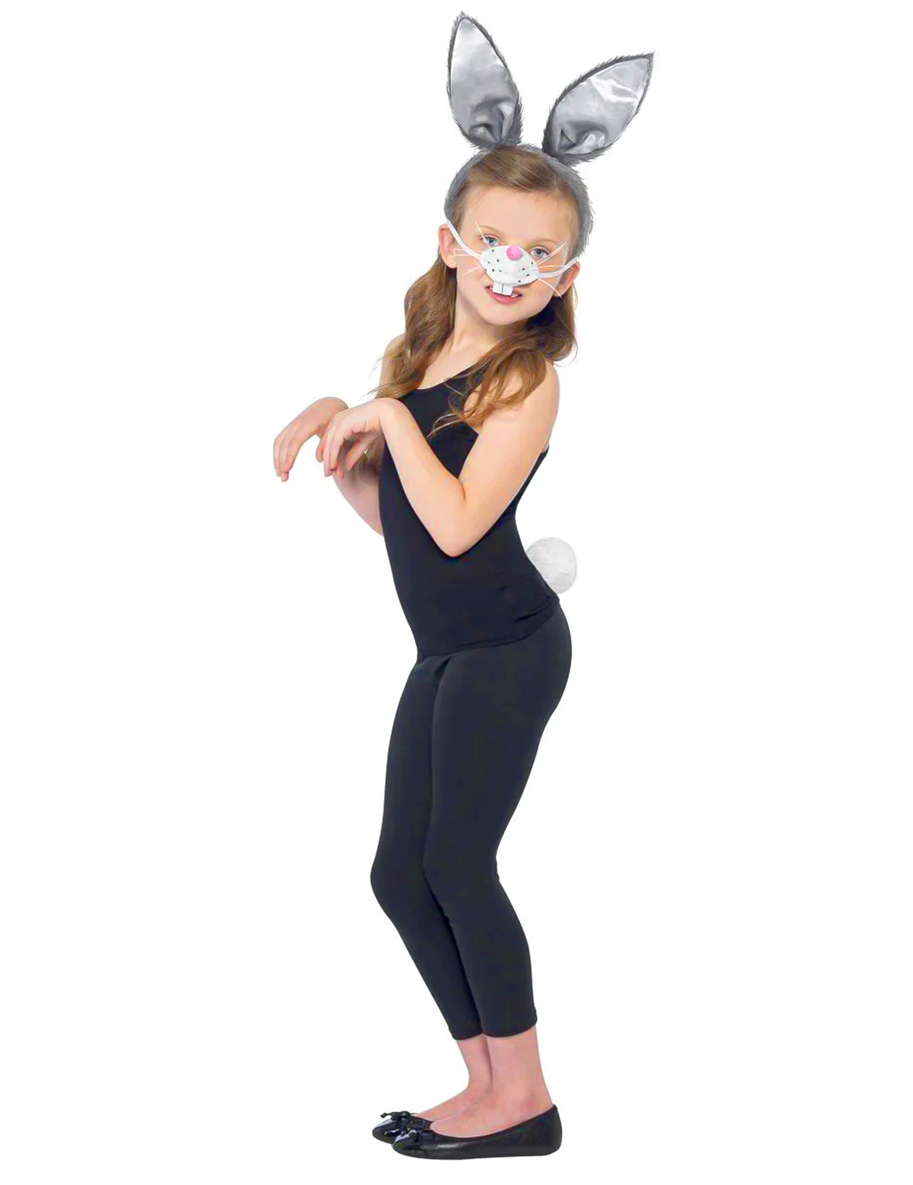Süßes Häschen Kostüm-Set für Kinder 3-teilig grau-weiss Süßes Häschen Kostüm-Set für Kinder 3-teilig grau-weiss von SMIFFY'S