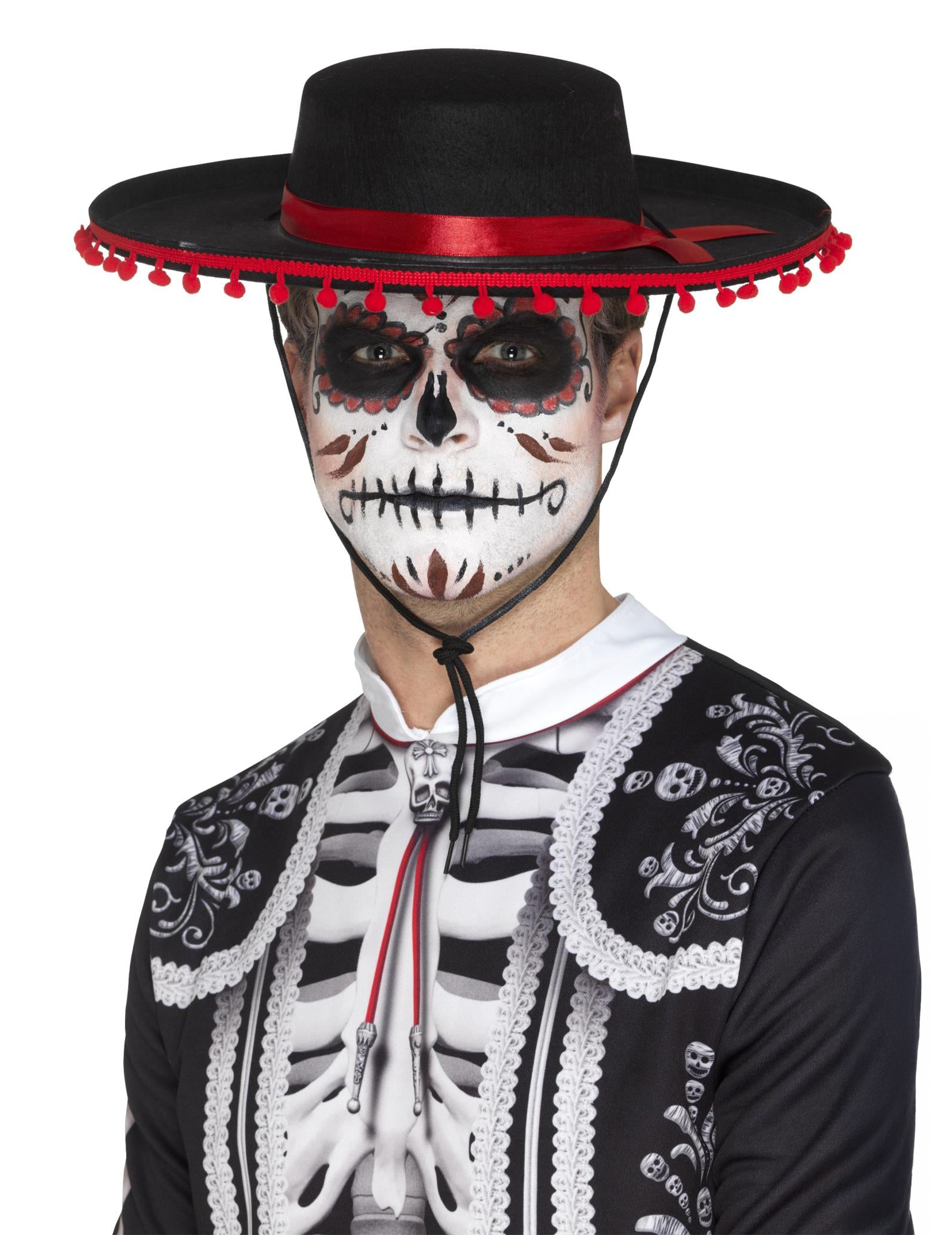 Tag der Toten-Sombrero Halloween-Accessoire schwarz-rot Tag der Toten-Sombrero Halloween-Accessoire schwarz-rot von SMIFFY'S