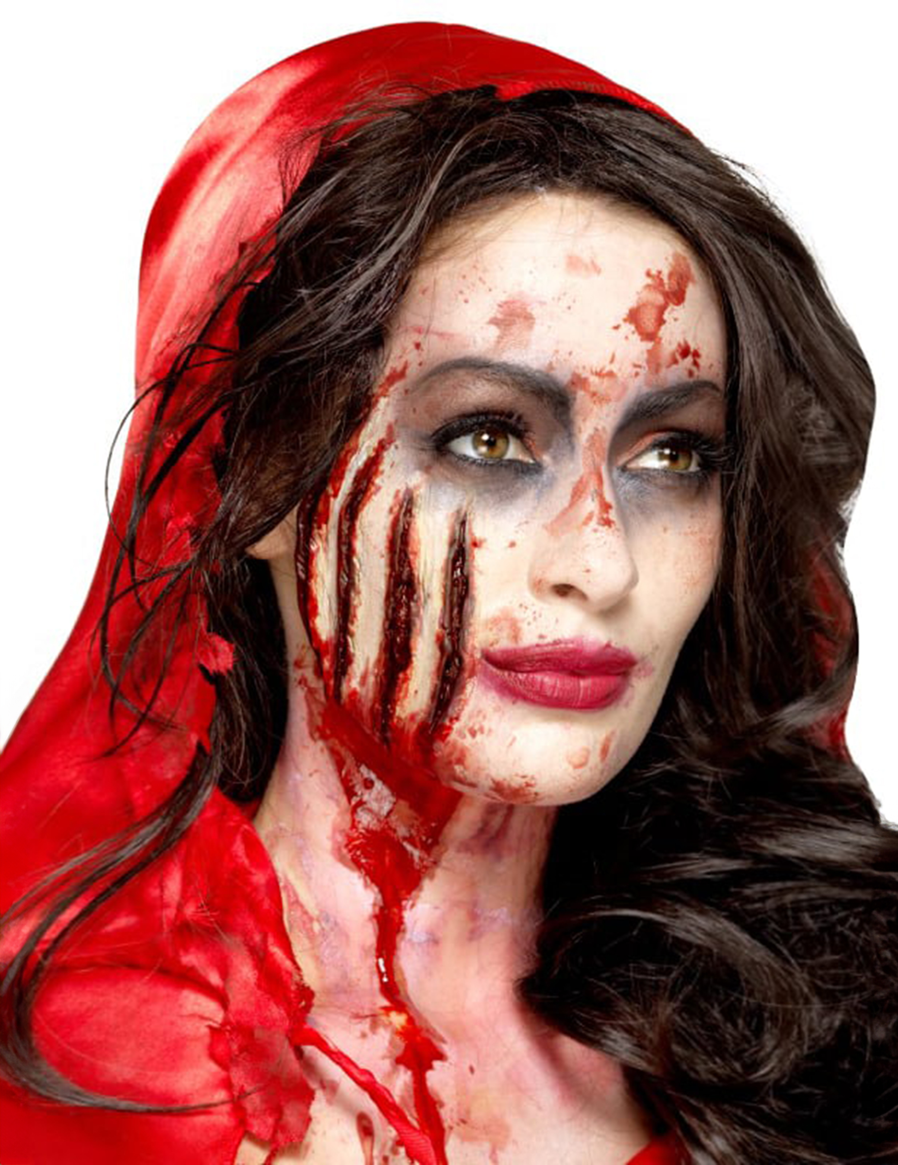 Tiefe Kratzwunden Halloween-Wunden Latexapplikationen 4 Stück rot von SMIFFY'S