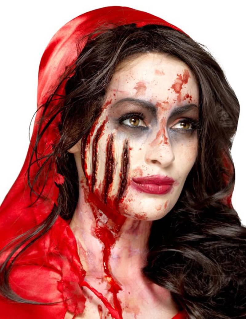 Tiefe Kratzwunden Halloween-Wunden Latexapplikationen 4 Stück rot von SMIFFY'S