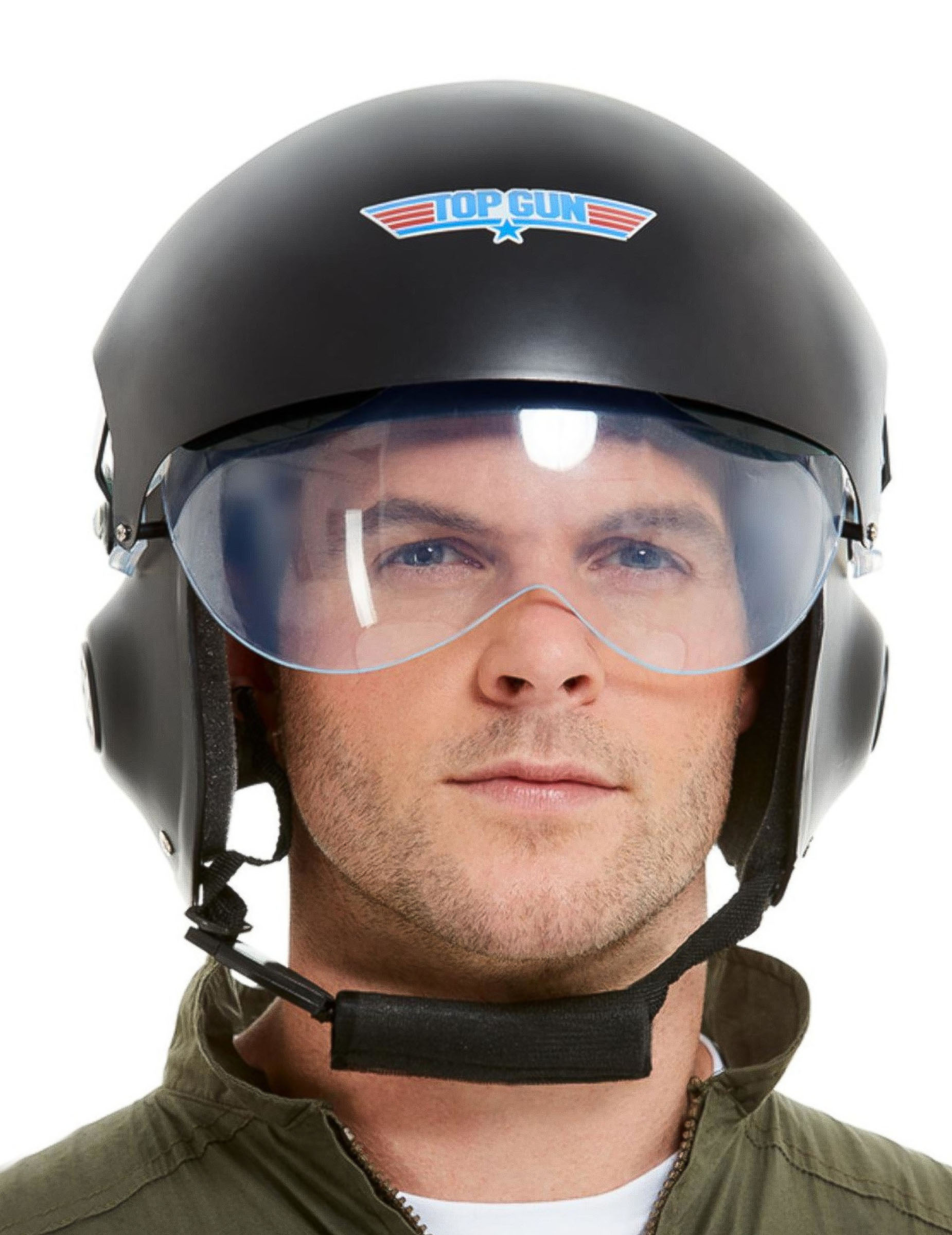 Top Gun-Helm Deluxe-Accessoire Faschingszubehör schwarz von SMIFFY'S