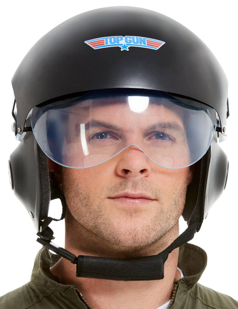 Top Gun-Helm Deluxe-Accessoire Faschingszubehör schwarz von SMIFFY'S