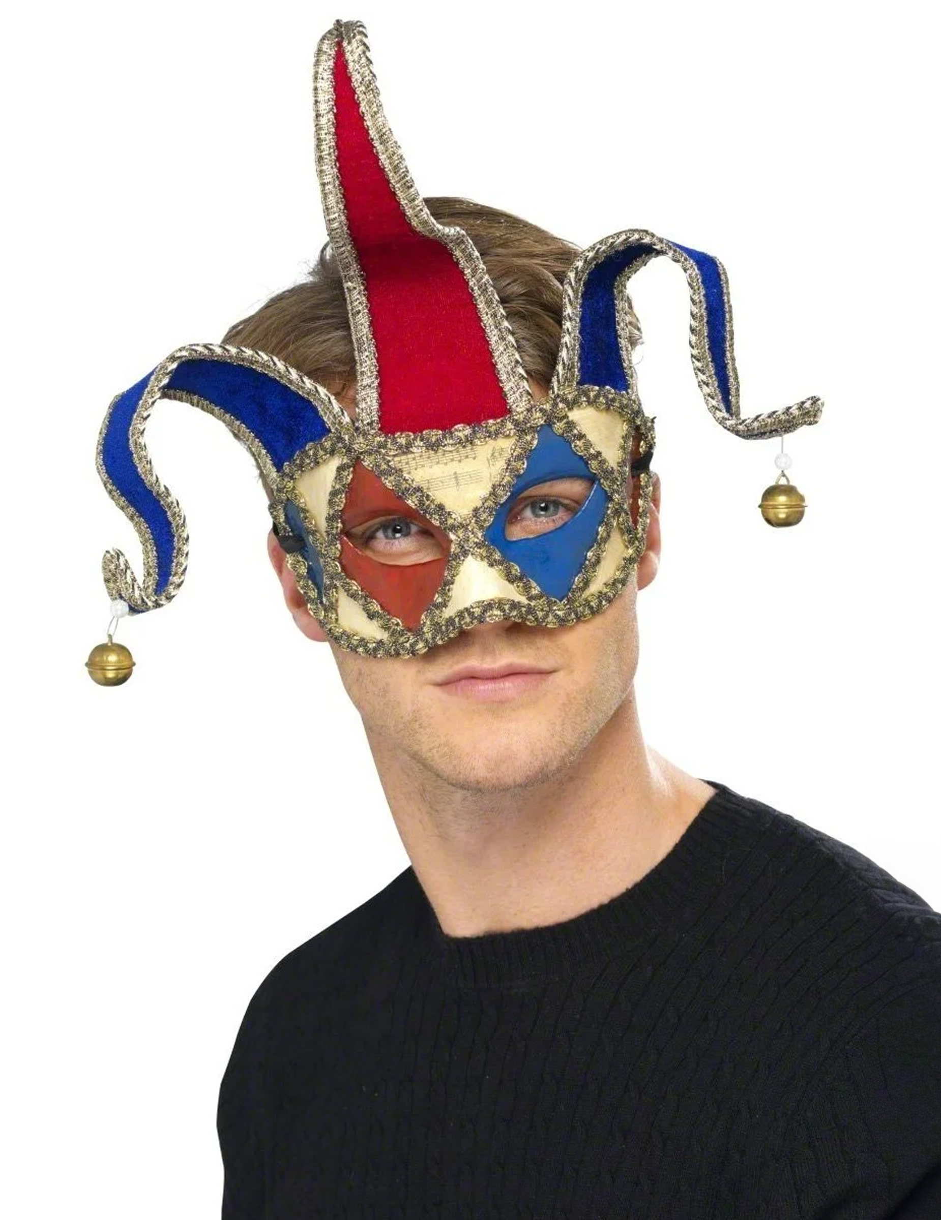 Venezianische Maske Narr weiss-blau-rot von SMIFFY'S