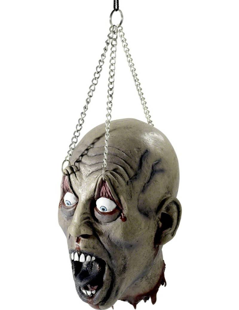 Verstümmelter Zombie Kopf Halloween Party-Deko grau 19x16x31cm von SMIFFY'S