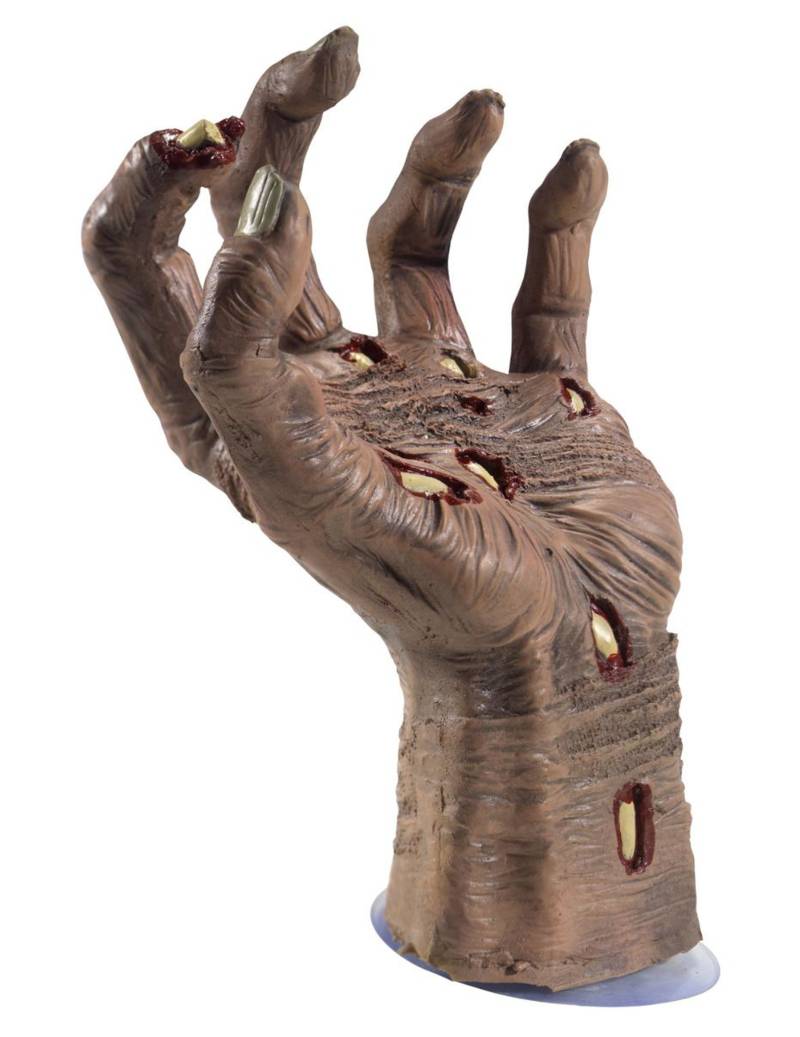 Verweste Zombie-Hand Deko-Figur Halloween-Partydeko braun-beige-rot von SMIFFY'S