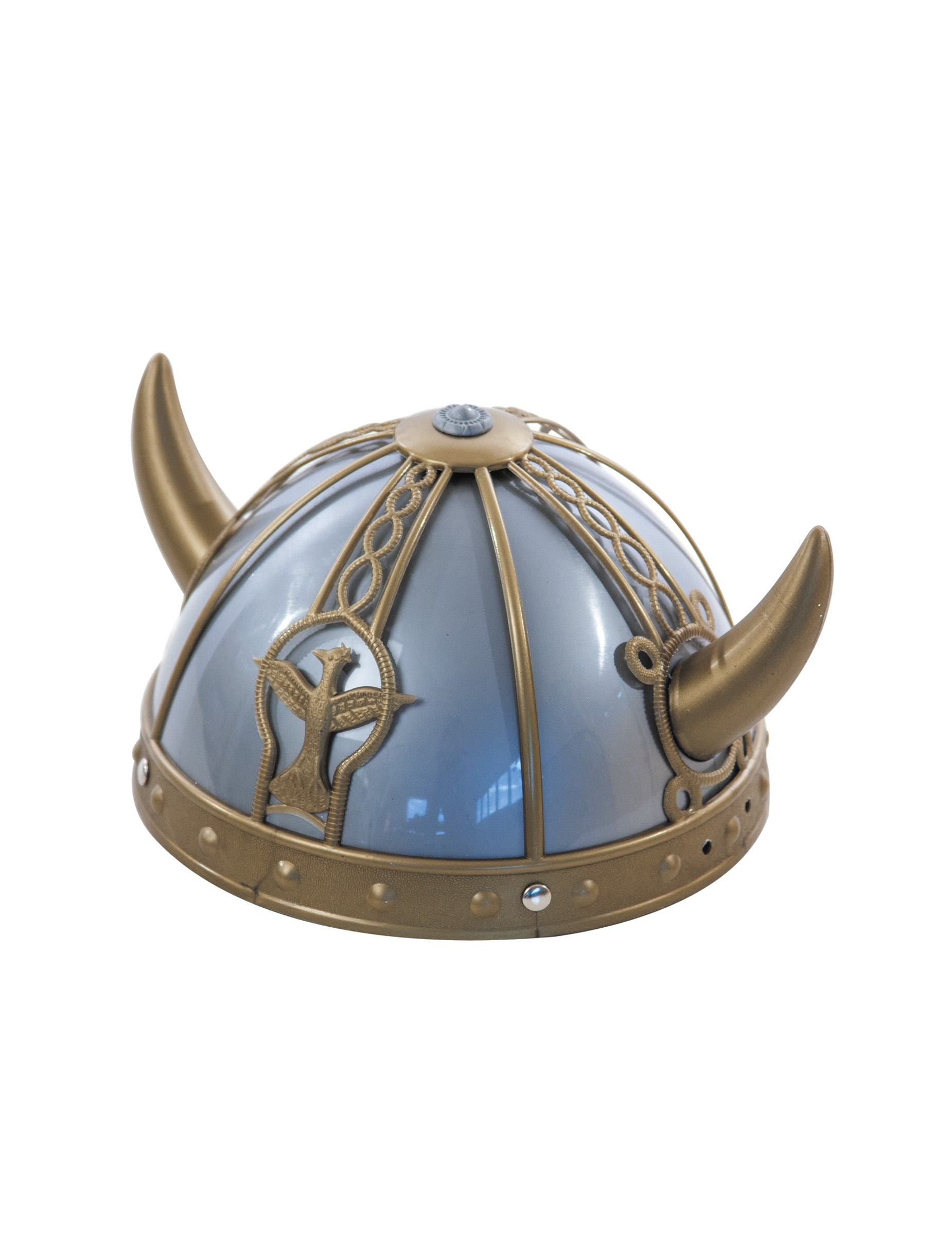 Wikinger-Helm mit Hörnern und Verzierungen grau-gold Wikinger-Helm mit Hörnern und Verzierungen grau-gold von SMIFFY'S