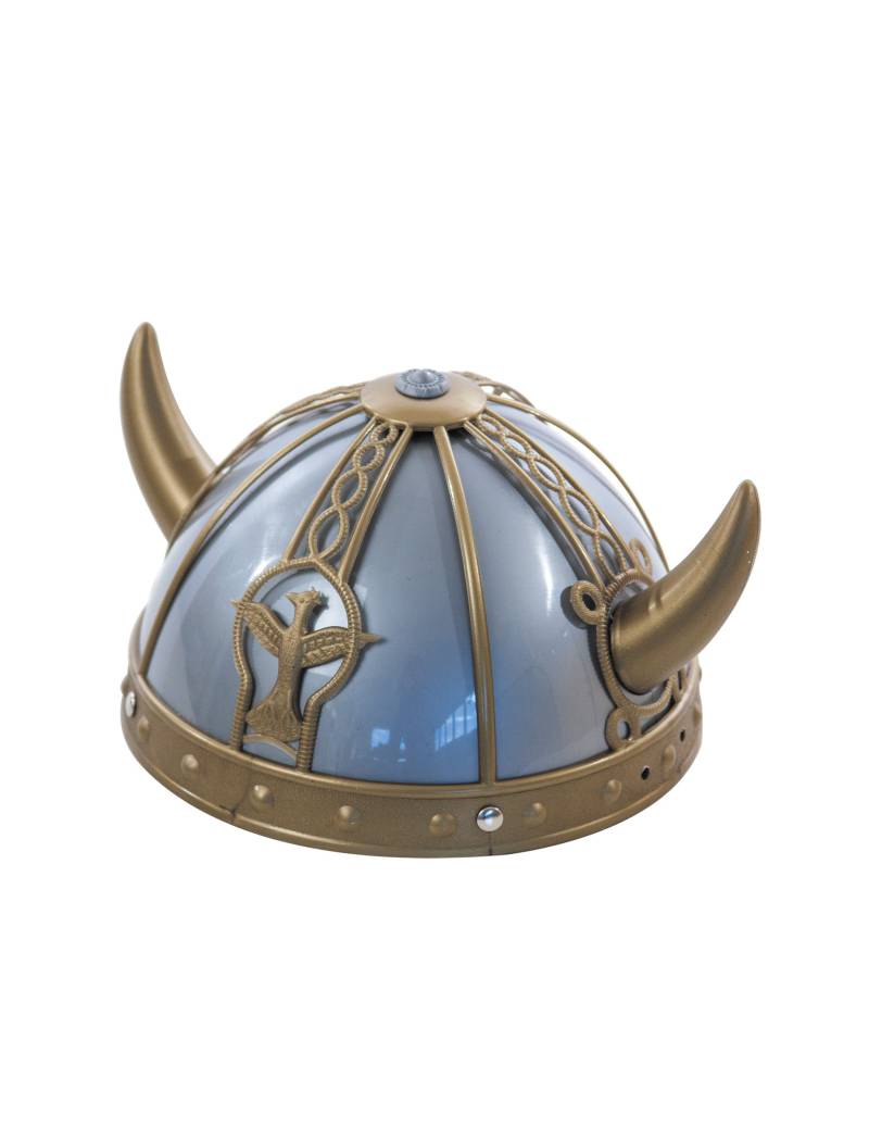Wikinger-Helm mit Hörnern und Verzierungen grau-gold von SMIFFY'S