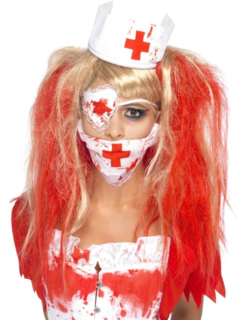 Zombie Horror Krankenschwester Set weiss-rot von ESPA