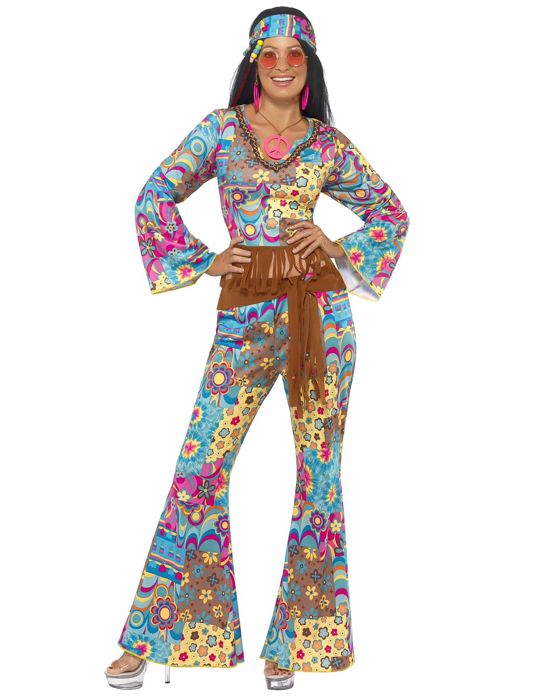 60er Jahre Hippie Damenkostüm Sixties bunt 60er Jahre Hippie Damenkostüm Sixties bunt von YIWU YUTING