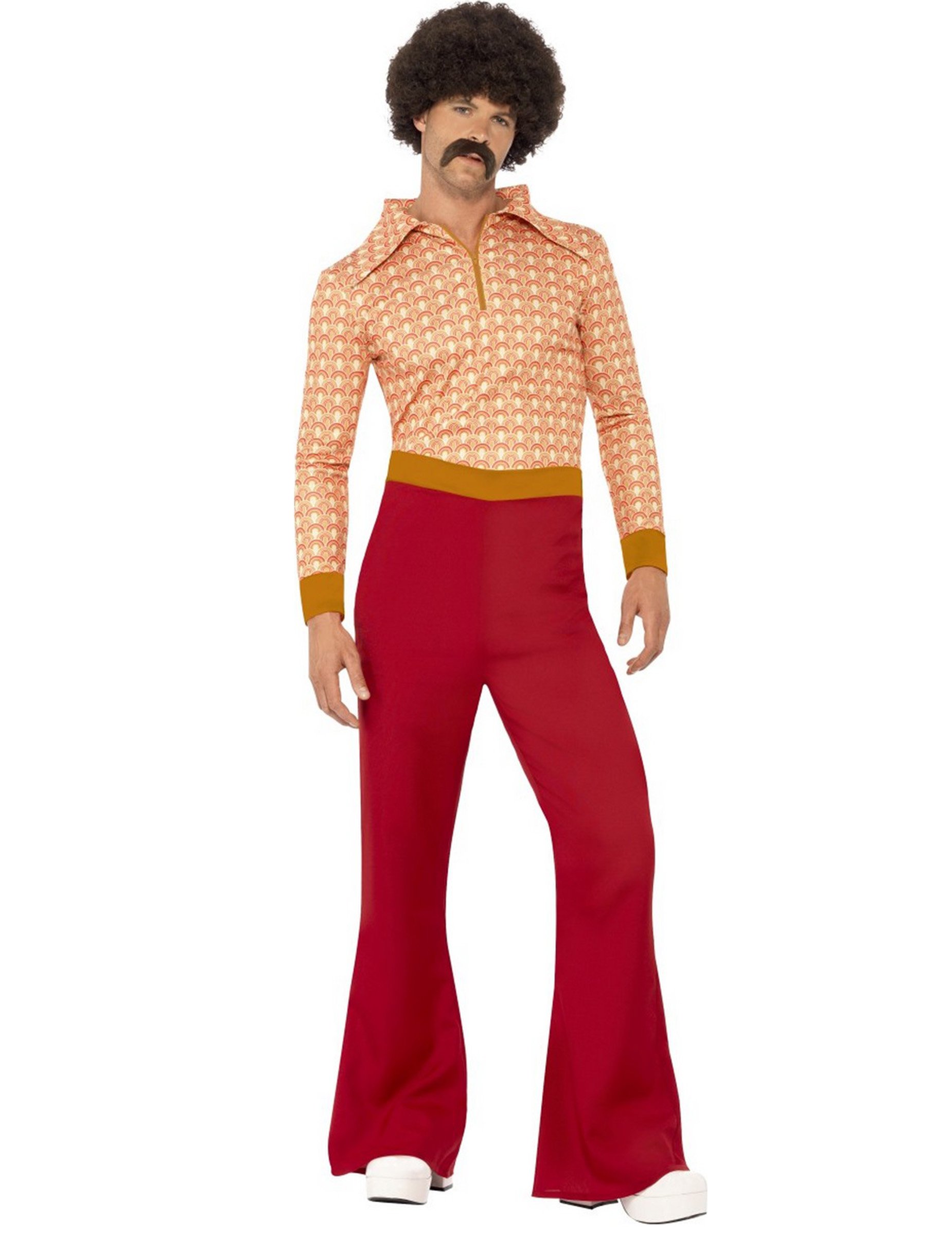 70er Jahre Disco-Star Kostüm orange-rot von SMIFFY'S