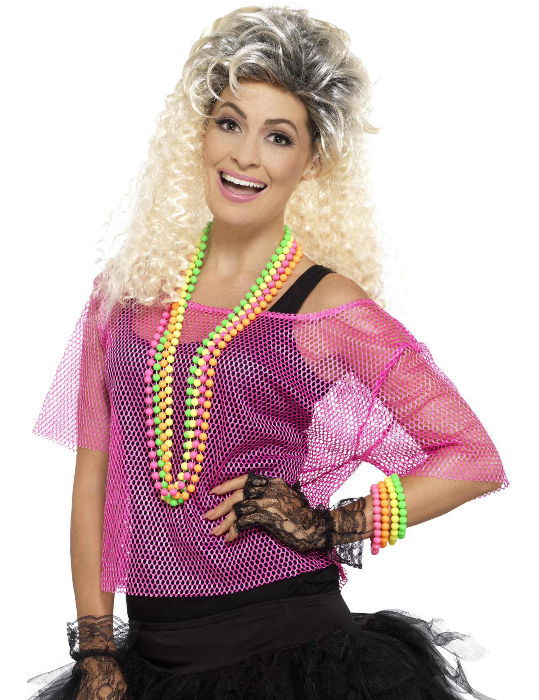 80er-Netzshirt für Damen neonpink 80er-Netzshirt für Damen neonpink von SMIFFY'S