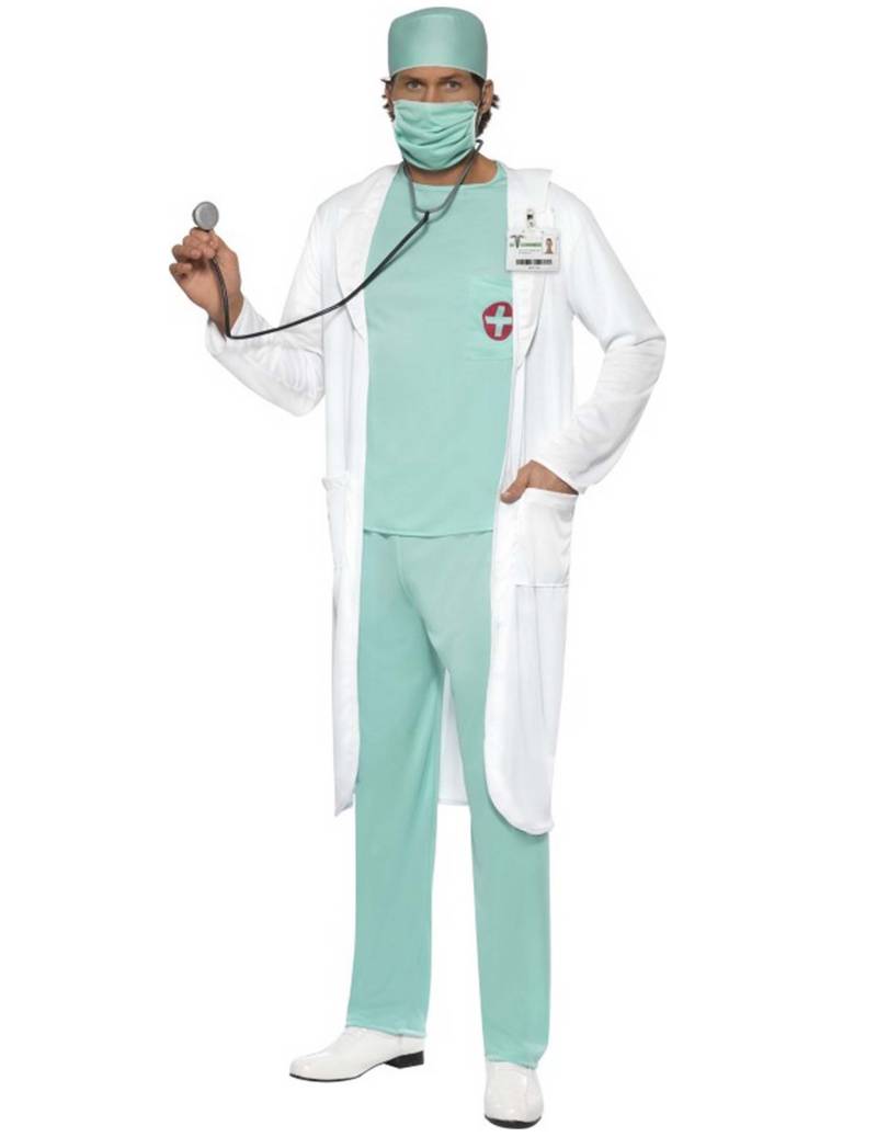 Arzt-Kostüm Berufskostüm für Fasching blau-weiss von SMIFFY'S