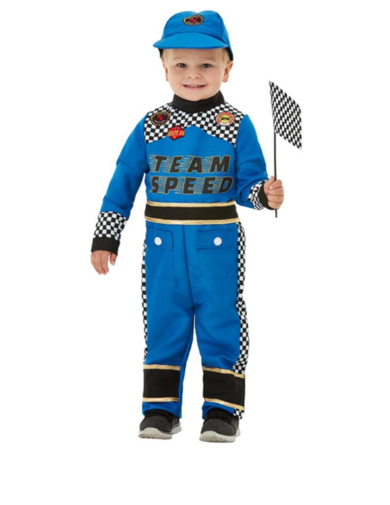 Baby-Rennfahrer Karneval-Kostüm blau-schwarz-weiss von SMIFFY'S