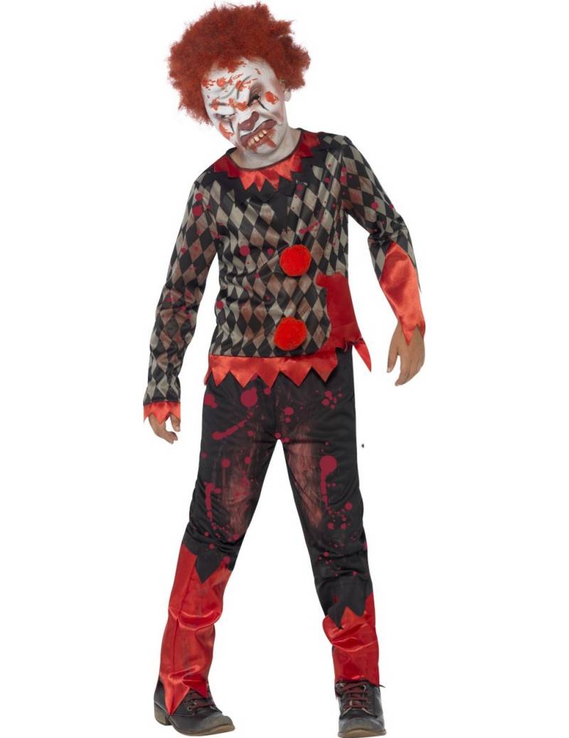 Blutiger Zombie-Clown Halloween Kinderkostüm rot-schwarz von SMIFFY'S