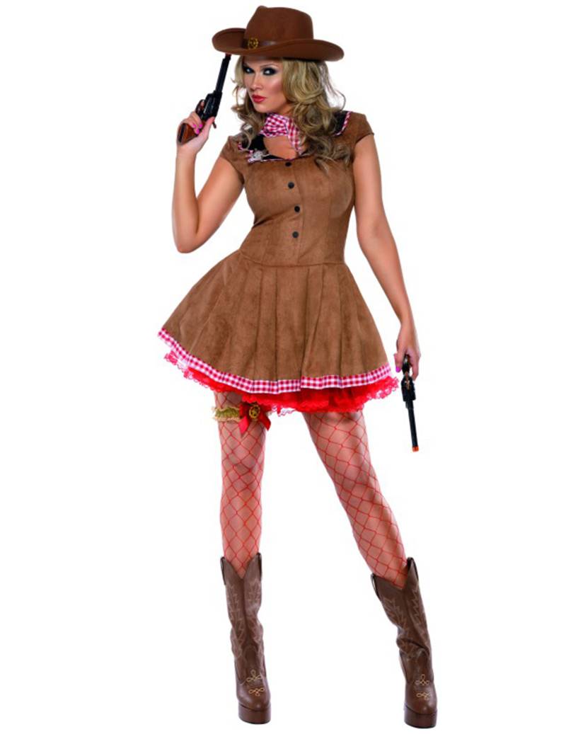 Cowgirl Damenkostüm Western braun-rot von BCI