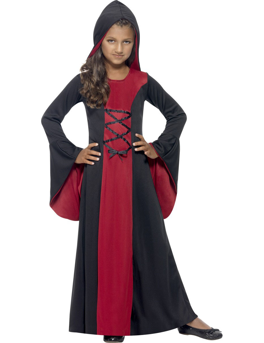 Edle Vampirin-Kinderkostüm Halloween rot-schwarz von SMIFFY'S