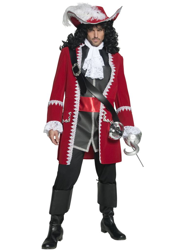 Edles Piratenkapitän-Kostüm Musketier-Kostüm rot-schwarz-weiss von SMIFFY'S
